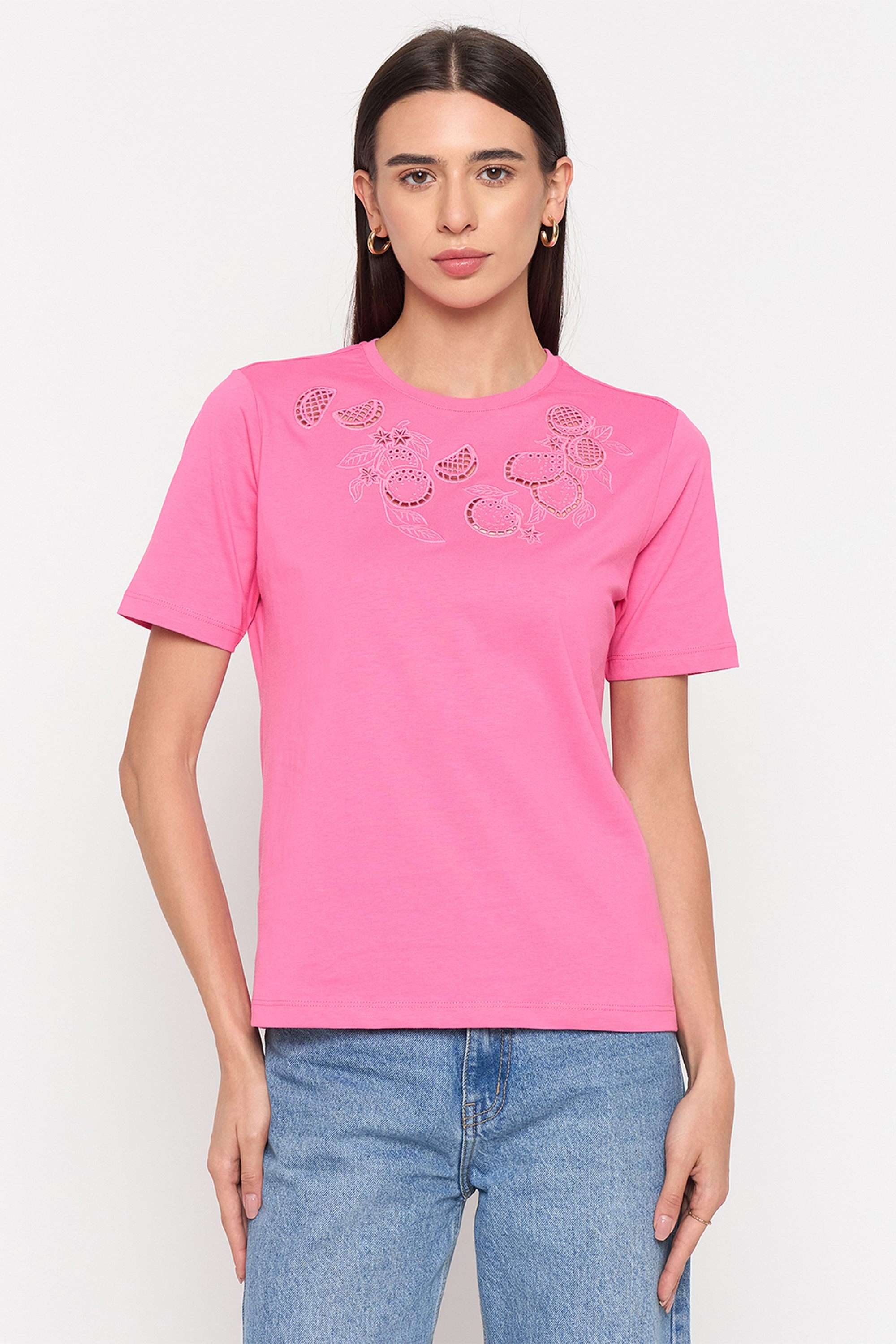 Embroidered-Cotton-Round-Neck-Women-s-T-Shirt