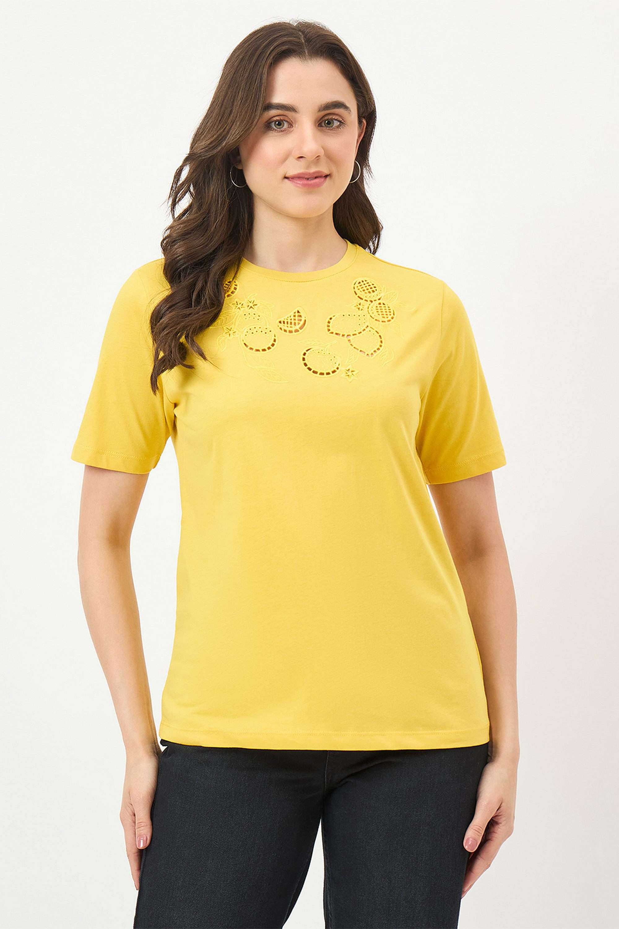 Embroidered-Cotton-Round-Neck-Women-s-T-Shirt