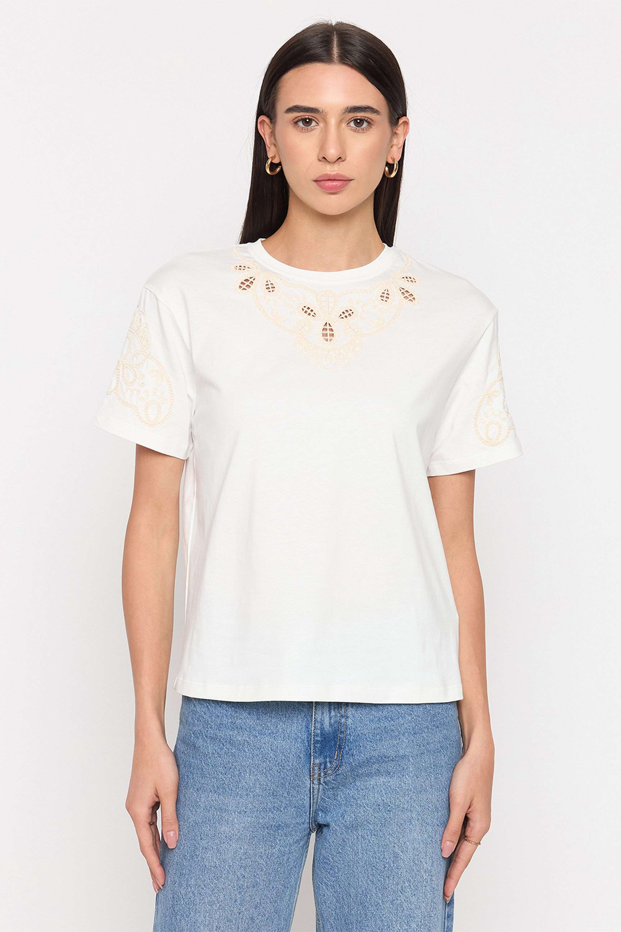 Embroidered-Cotton-Round-Neck-Women-s-T-Shirt