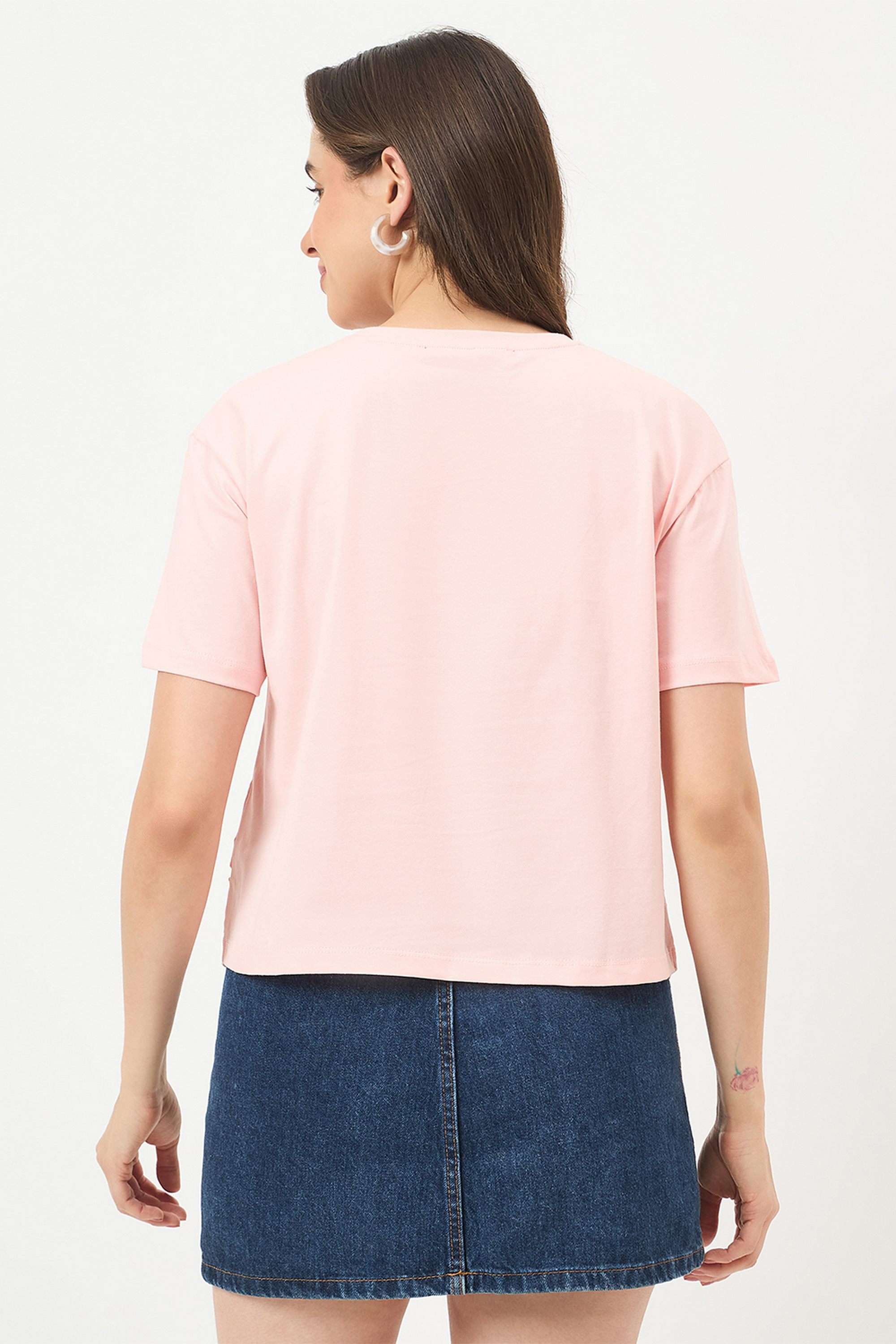 Solid-Cotton-Round-Neck-Women-s-T-Shirt