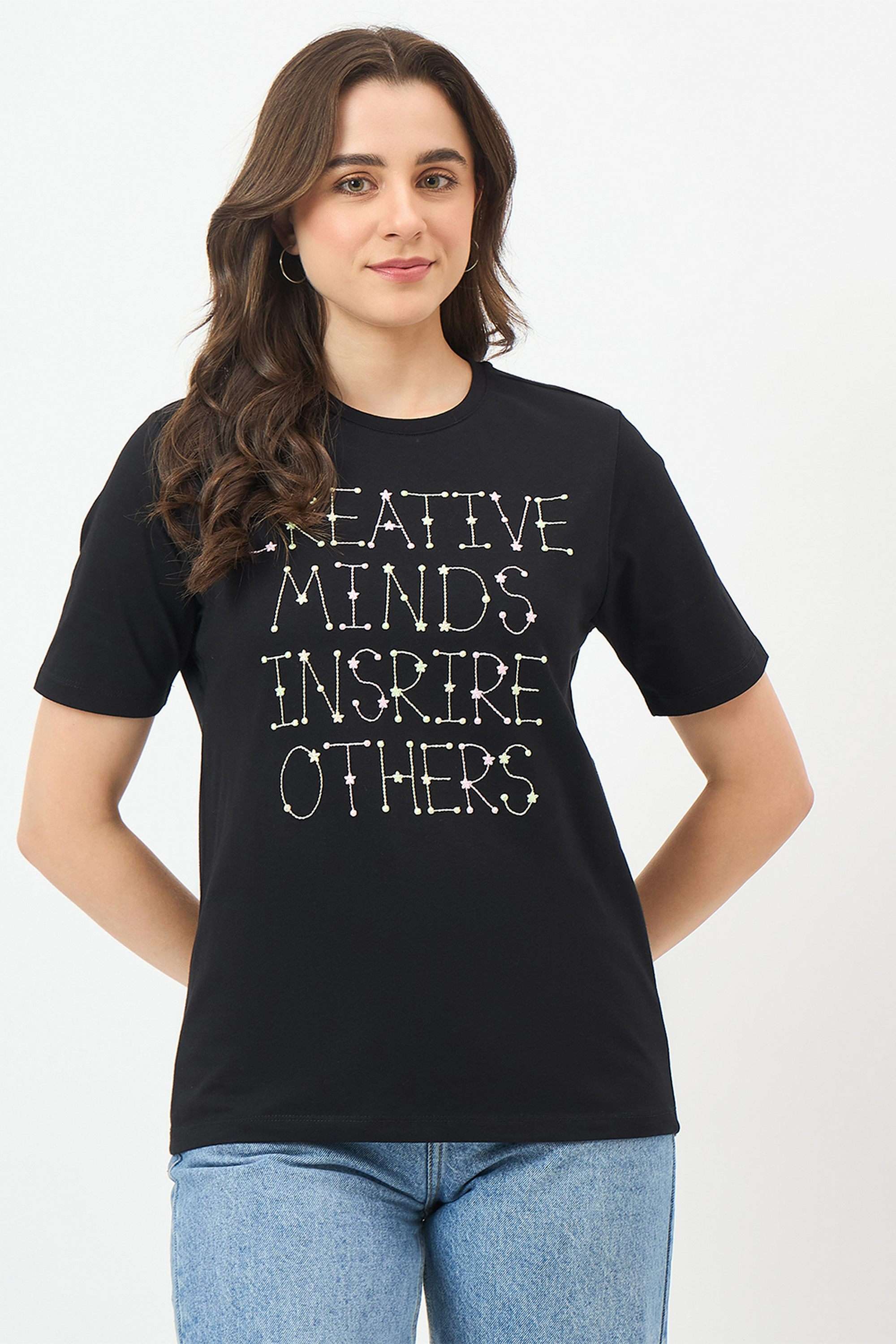 Embellished-Cotton-Round-Neck-Women-s-T-Shirt