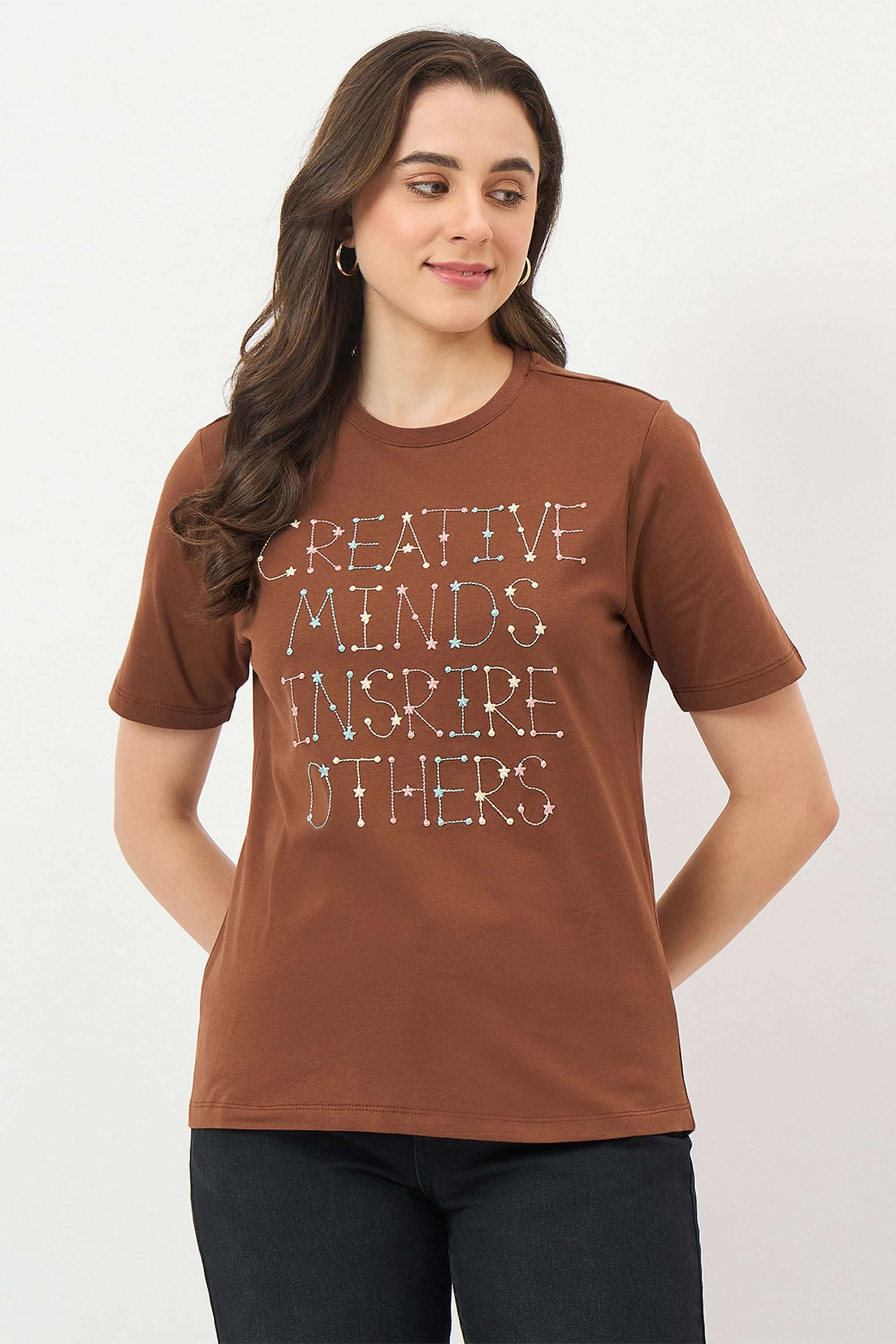 Embellished-Cotton-Round-Neck-Women-s-T-Shirt