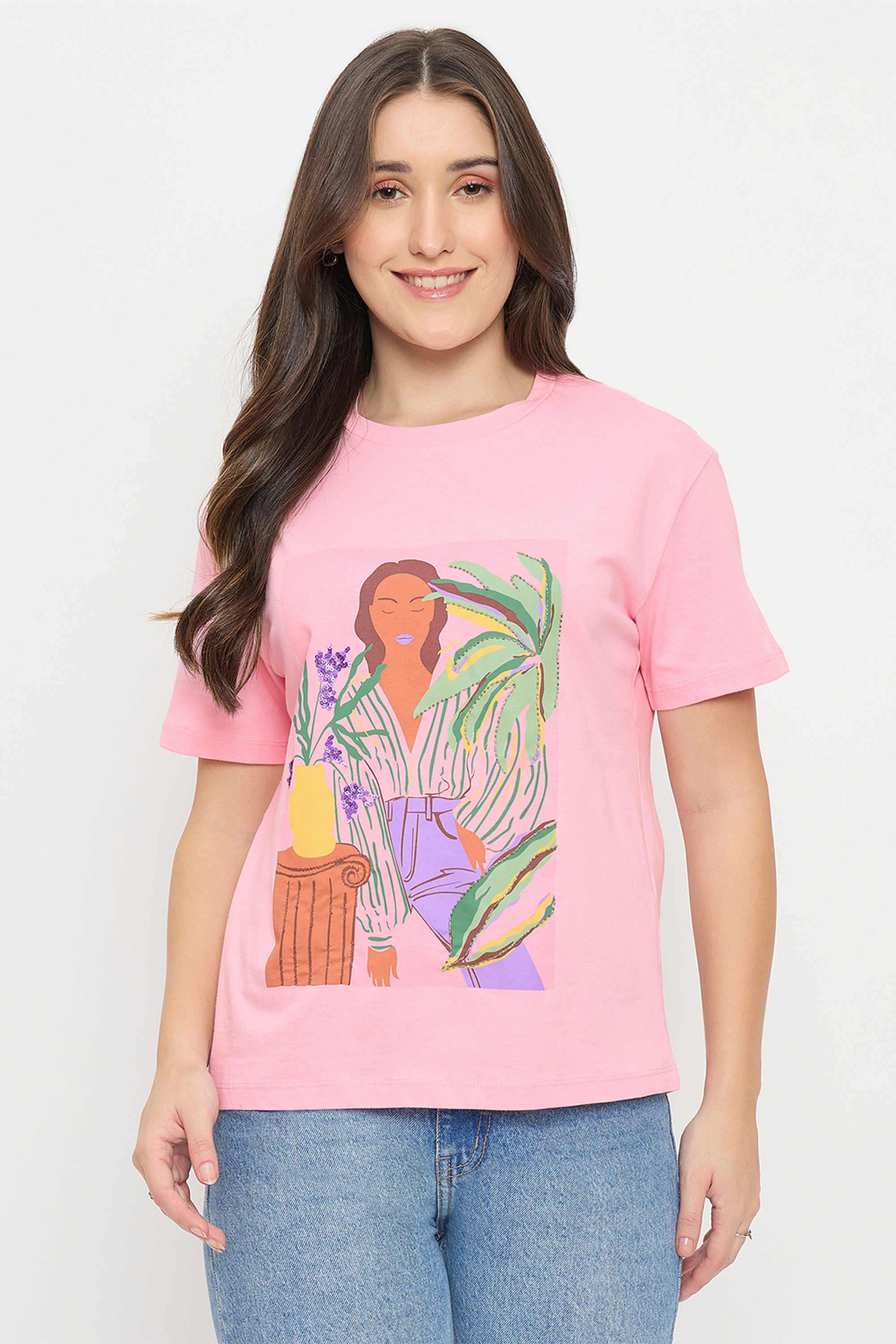 madame Graphic Print Cotton Round Neck Women's T-Shirt-picture-22