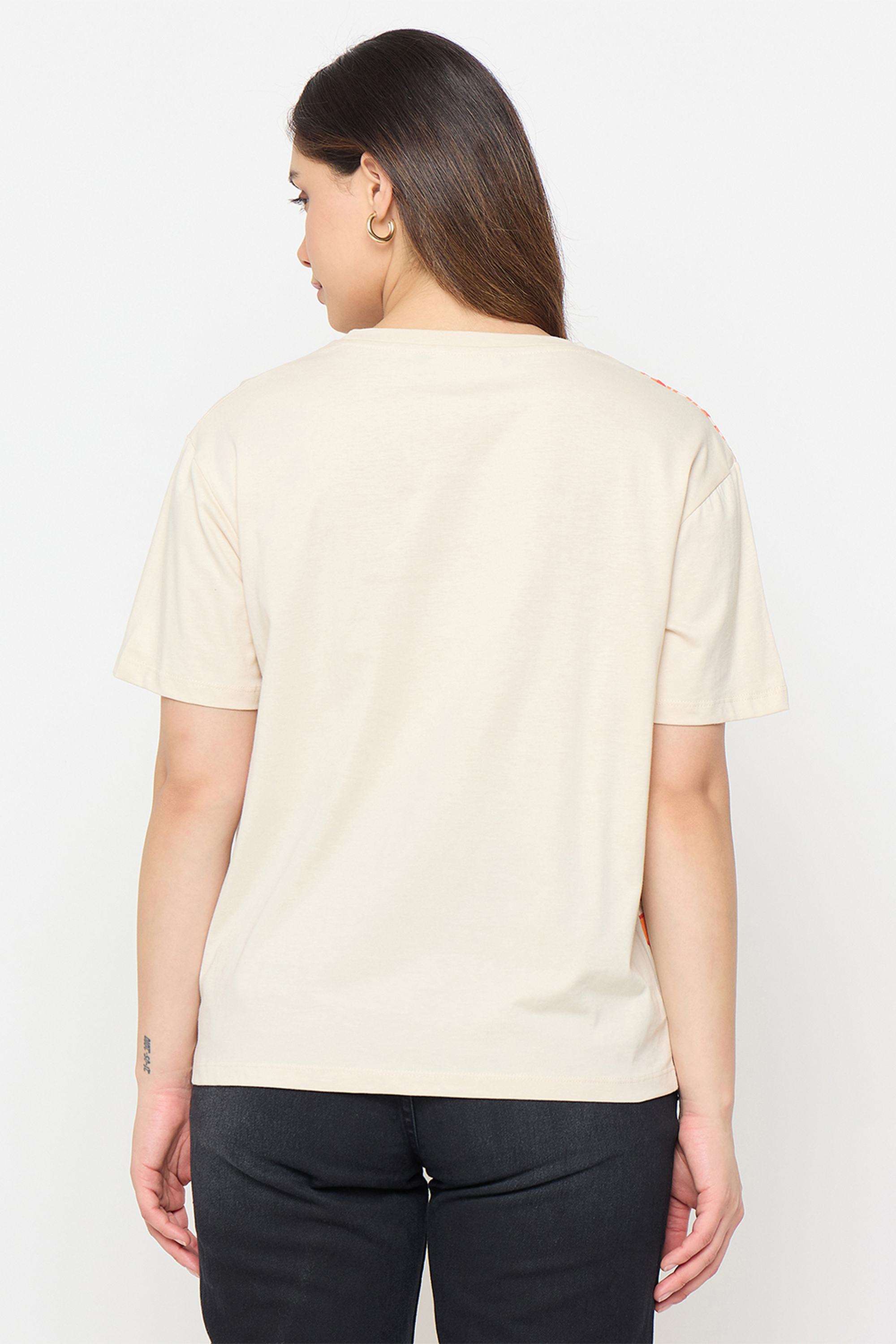 Solid-Cotton-Round-Neck-Women-s-T-Shirt