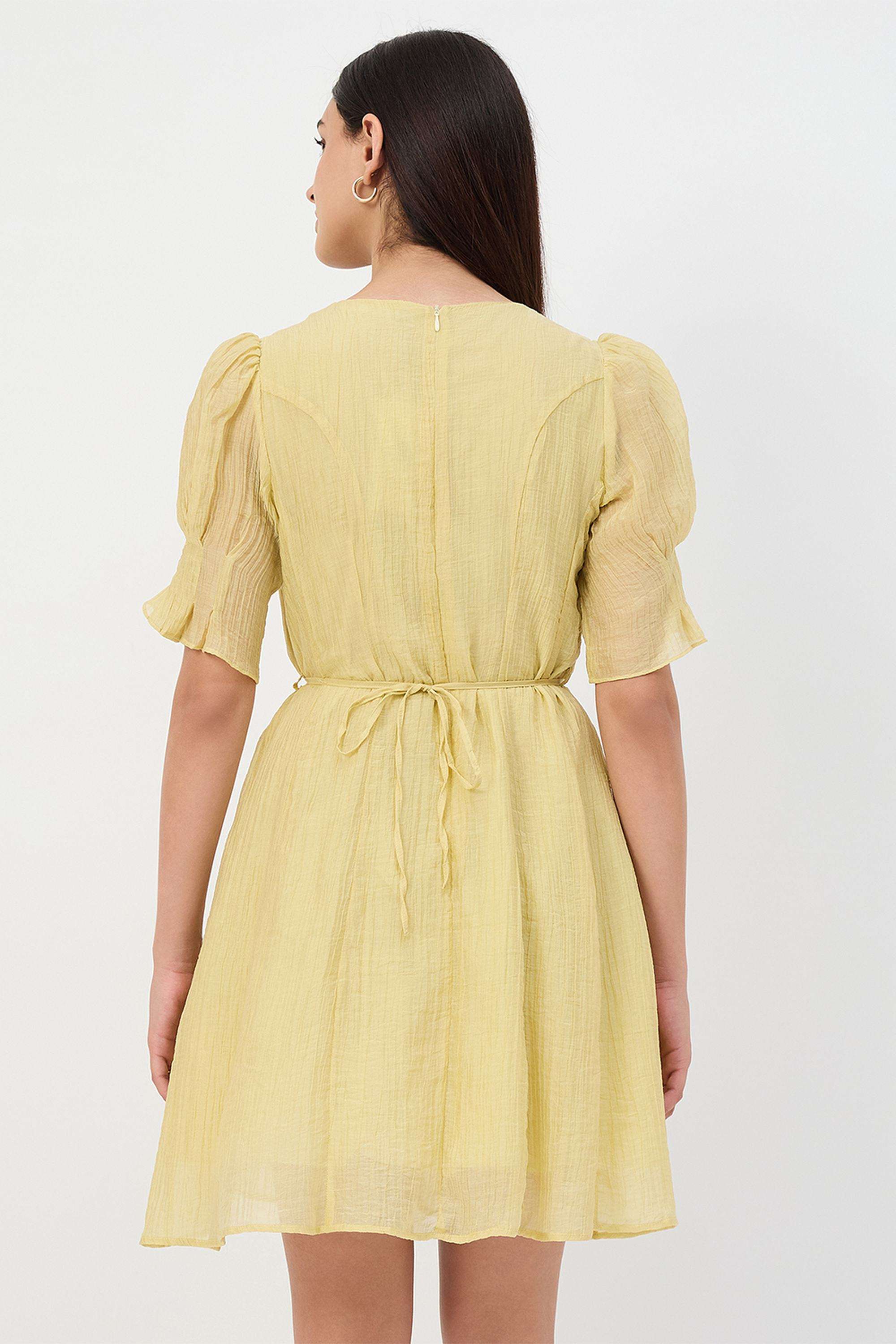 Solid-V-Neck-Nylon-Women-s-Dress