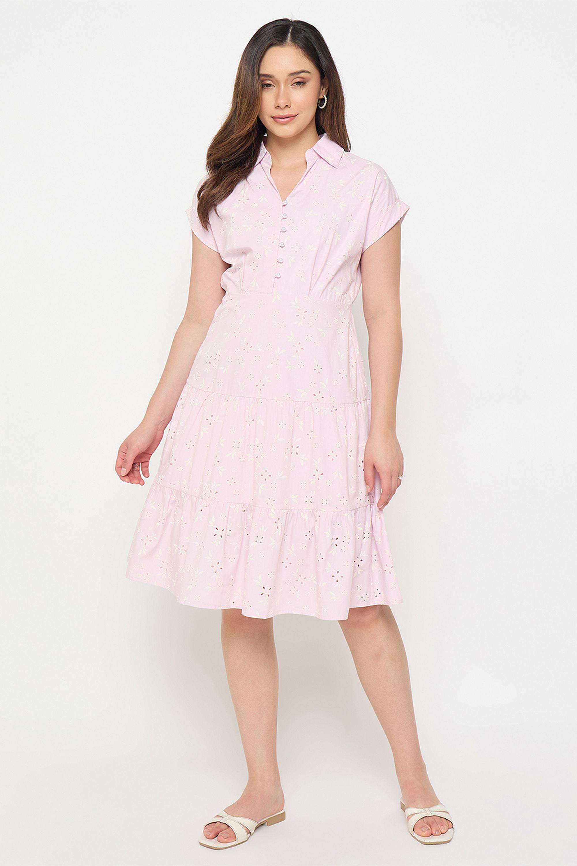 Solid-Collared-Cotton-Women-s-Dress