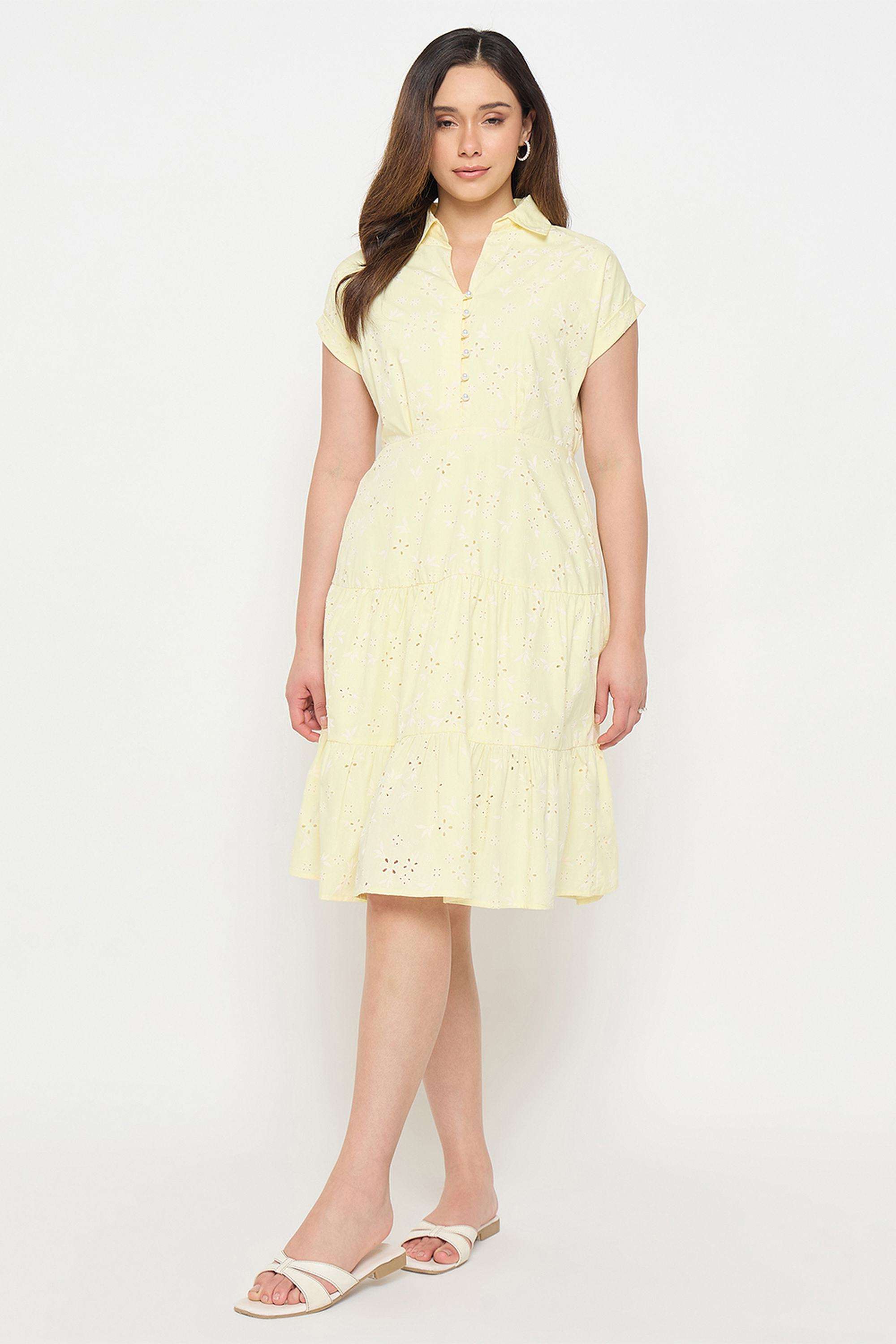 Solid-Collared-Cotton-Women-s-Dress