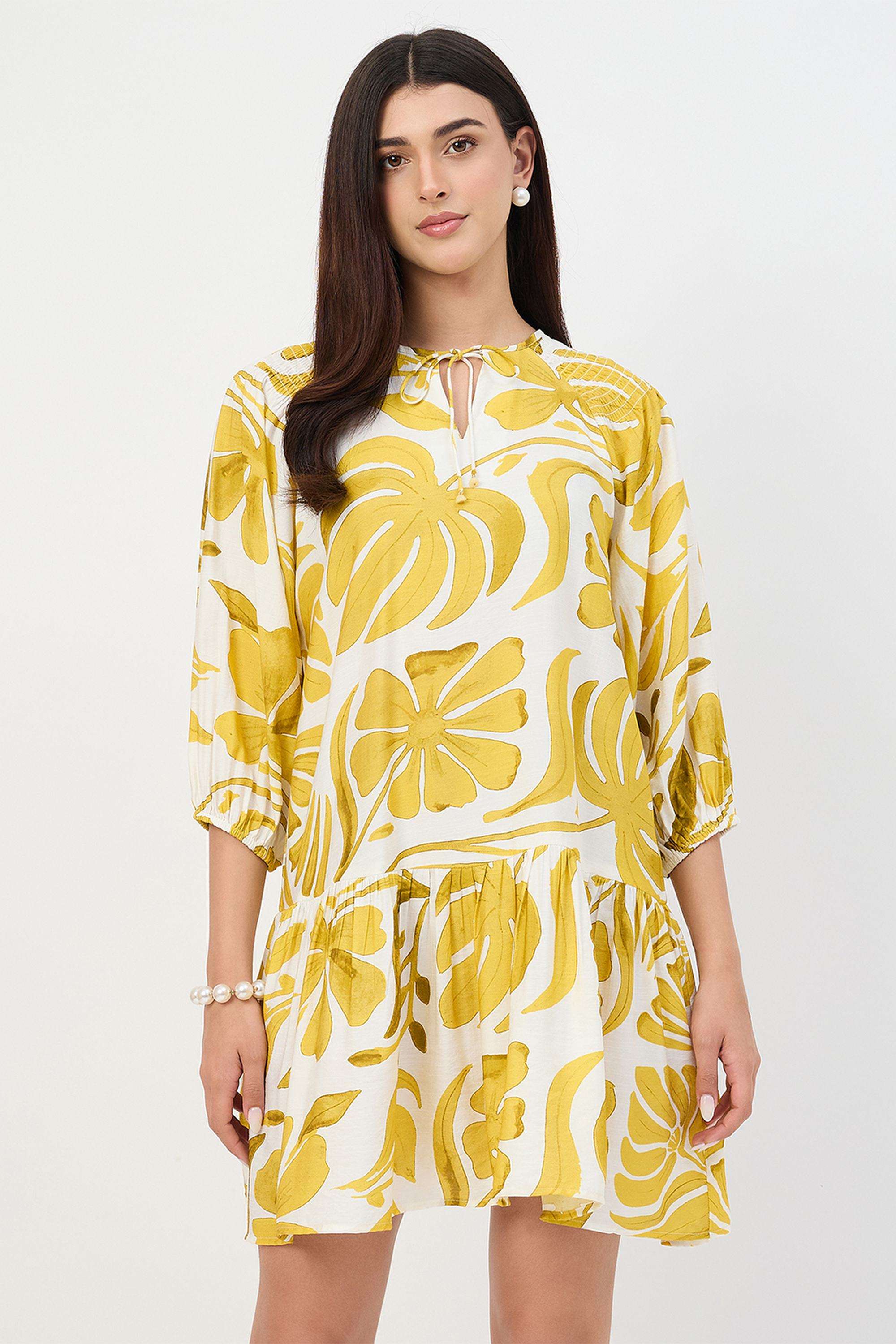 madame Printed V-Neck Nylon Women's Dress-picture-31