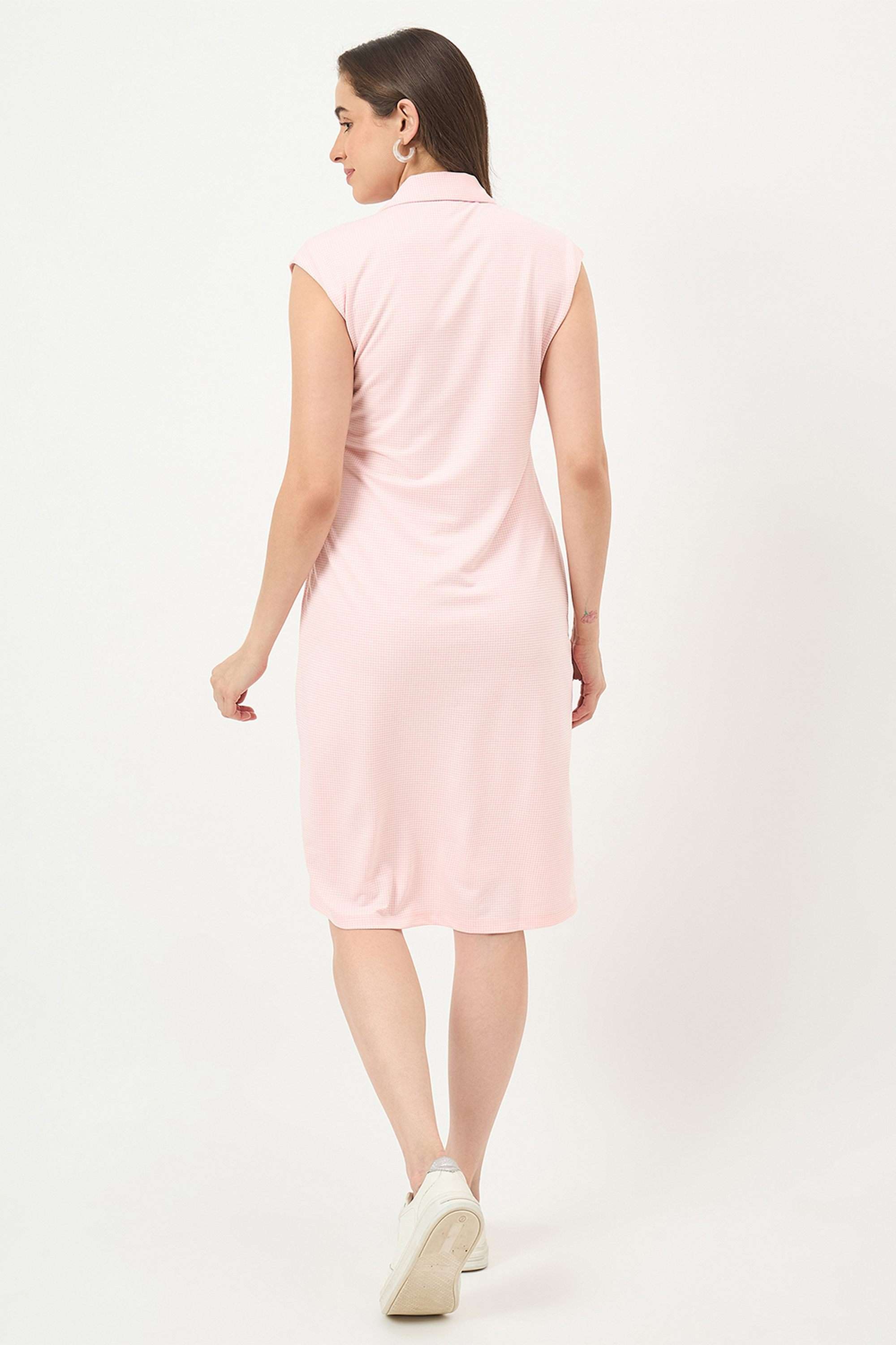Solid-Collared-Rayon-Women-s-Dress