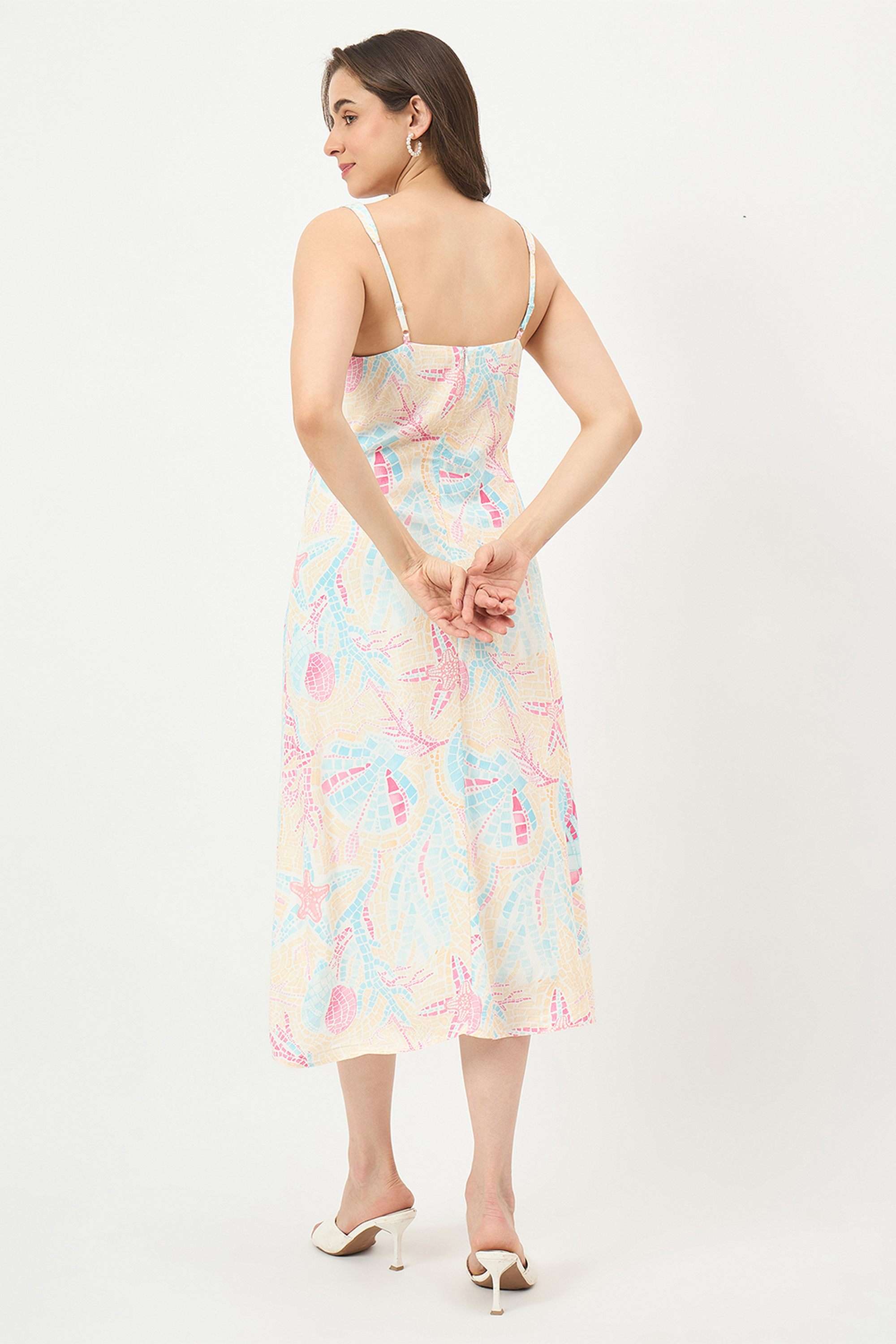 Printed-V-Neck-Rayon-Women-s-Dress