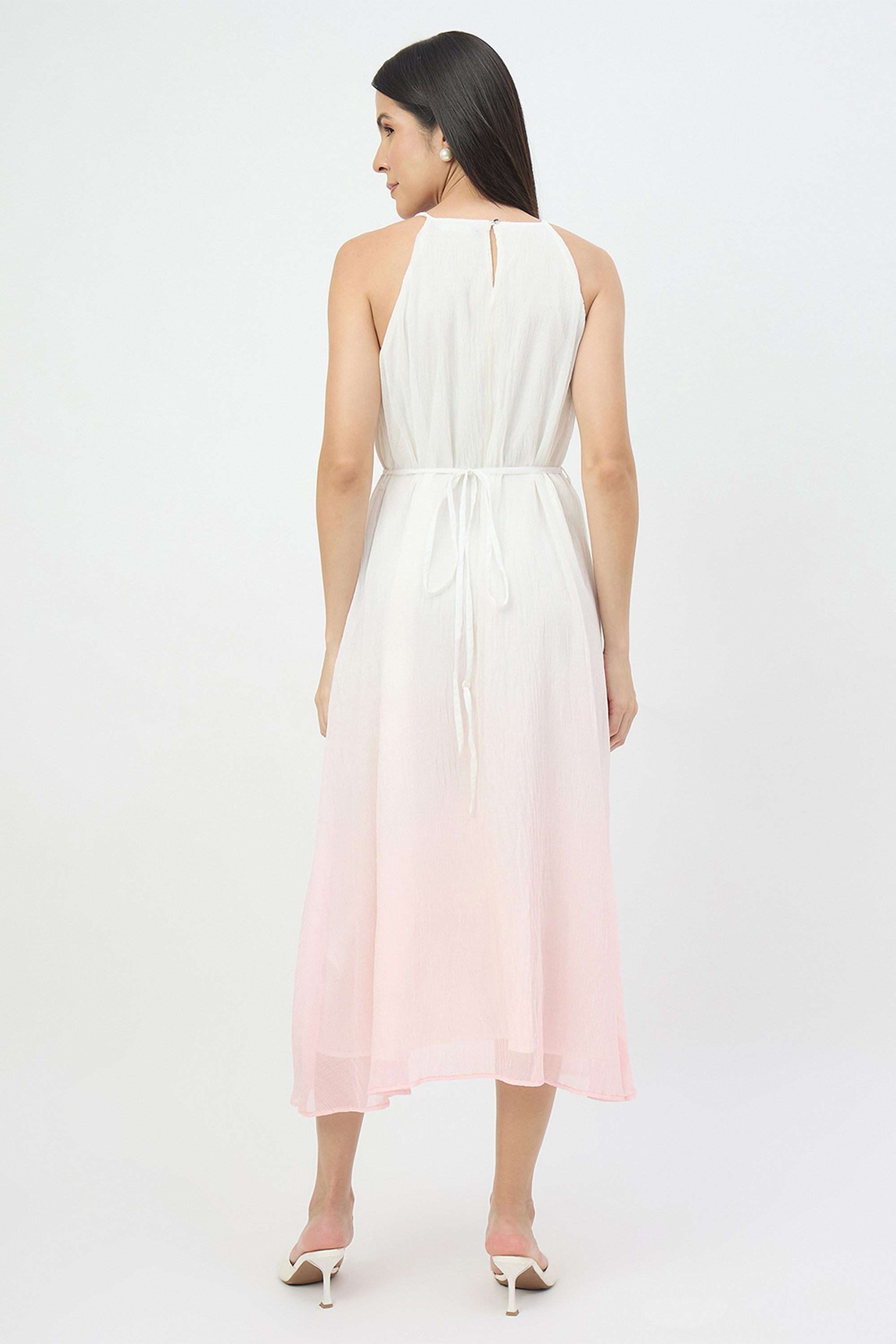 Textured-V-Neck-Polyester-Women-s-Dress