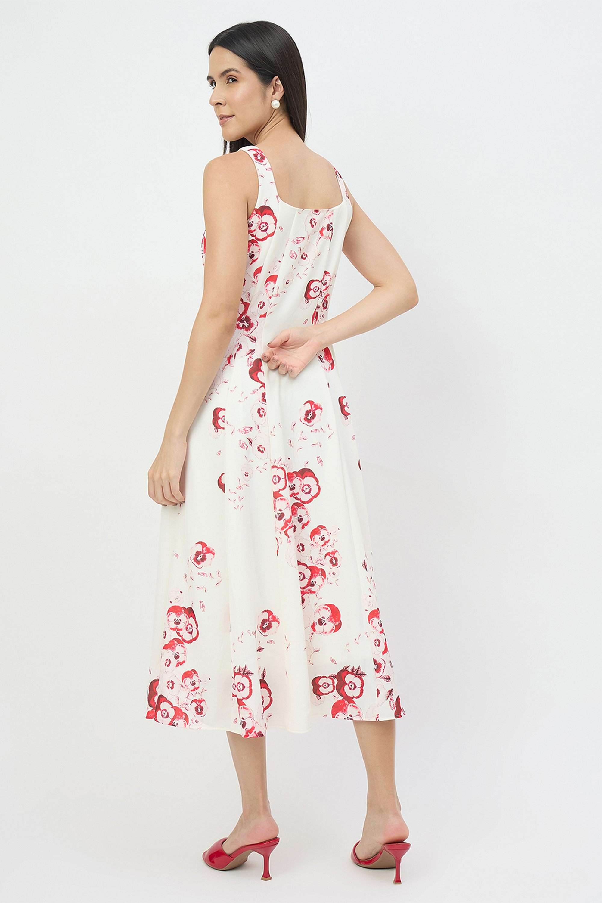 Printed-Round-Neck-Polyester-Women-s-Dress