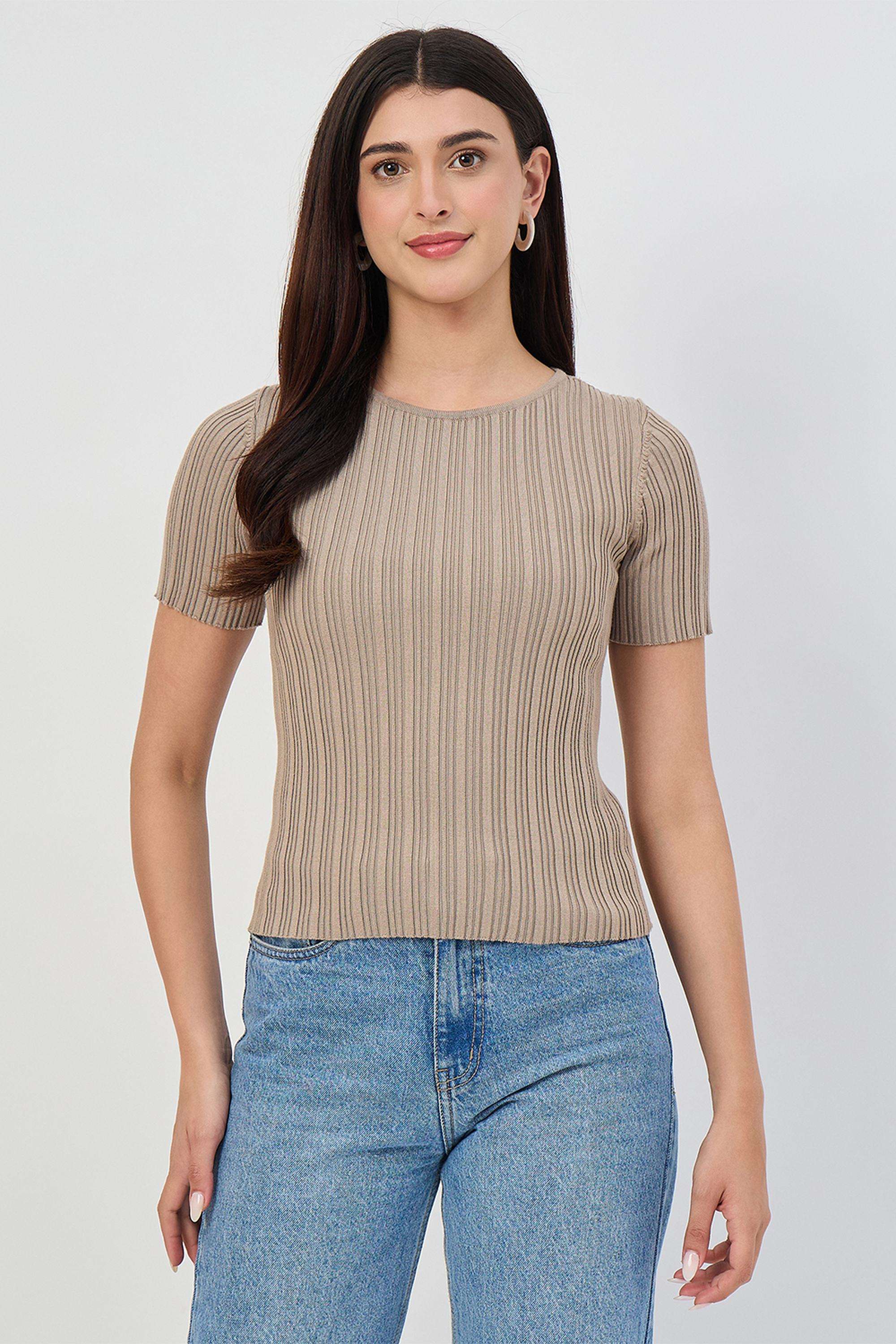 Stripes-Viscose-Round-Neck-Women-s-Top