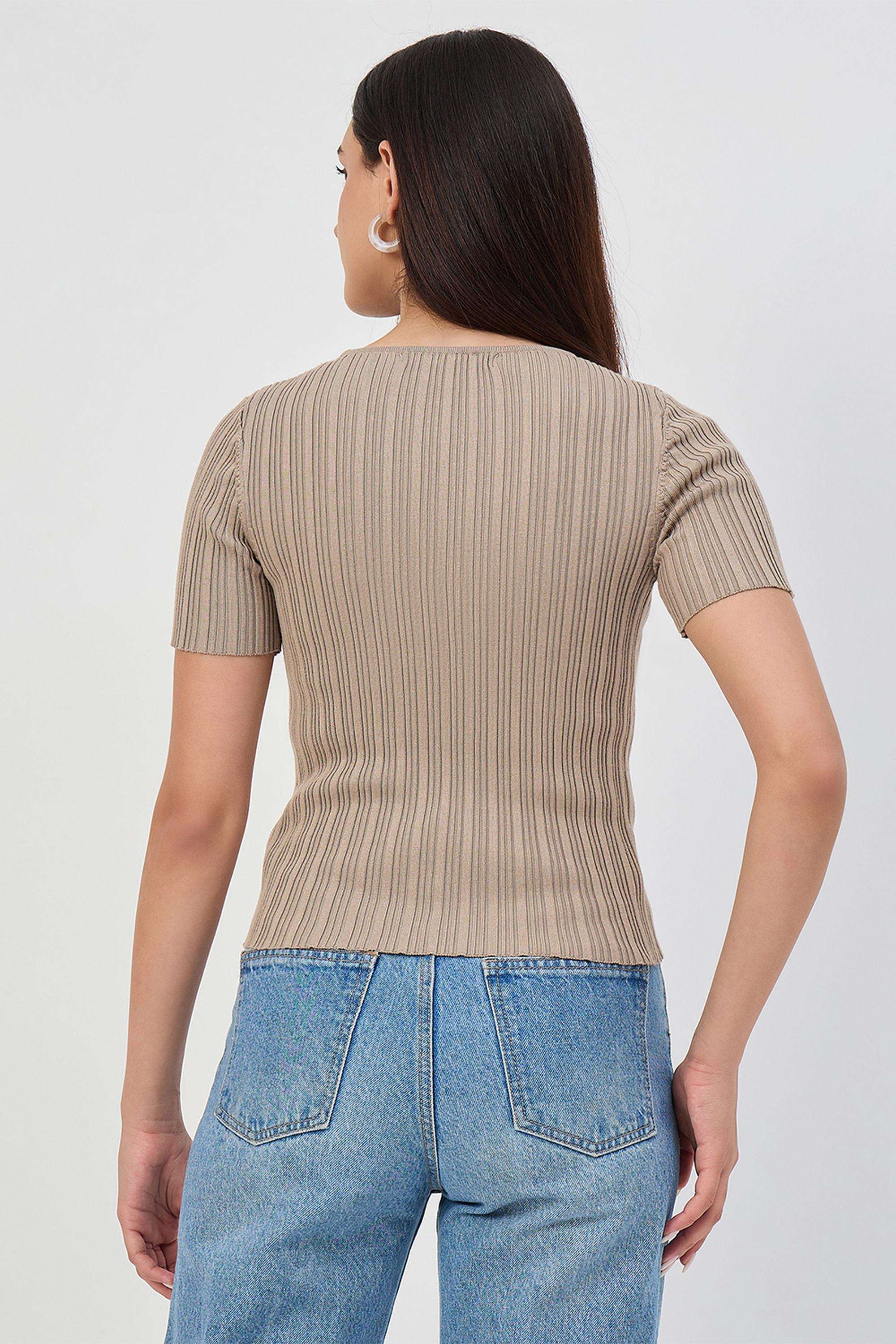 Stripes-Viscose-Round-Neck-Women-s-Top