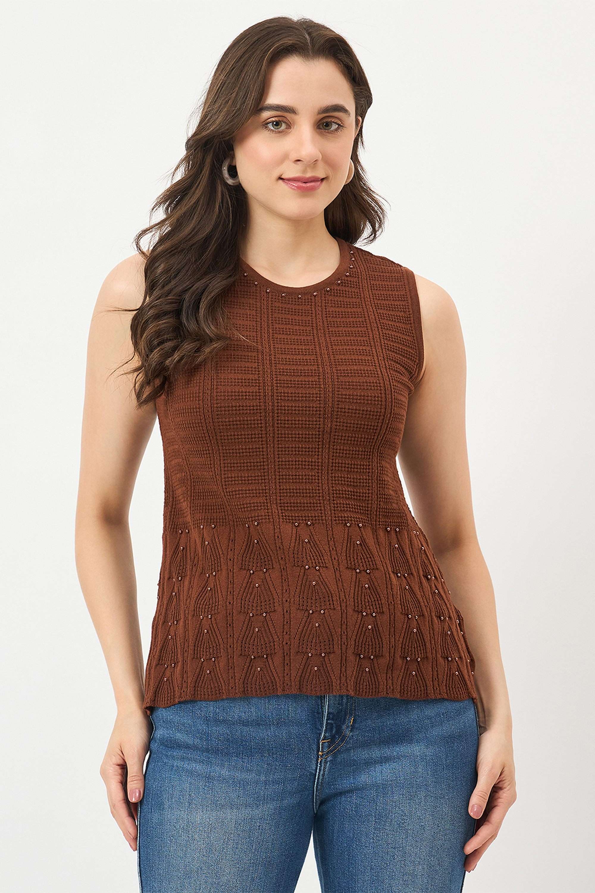 madame Solid Cotton Round Neck Women's Top-picture-11