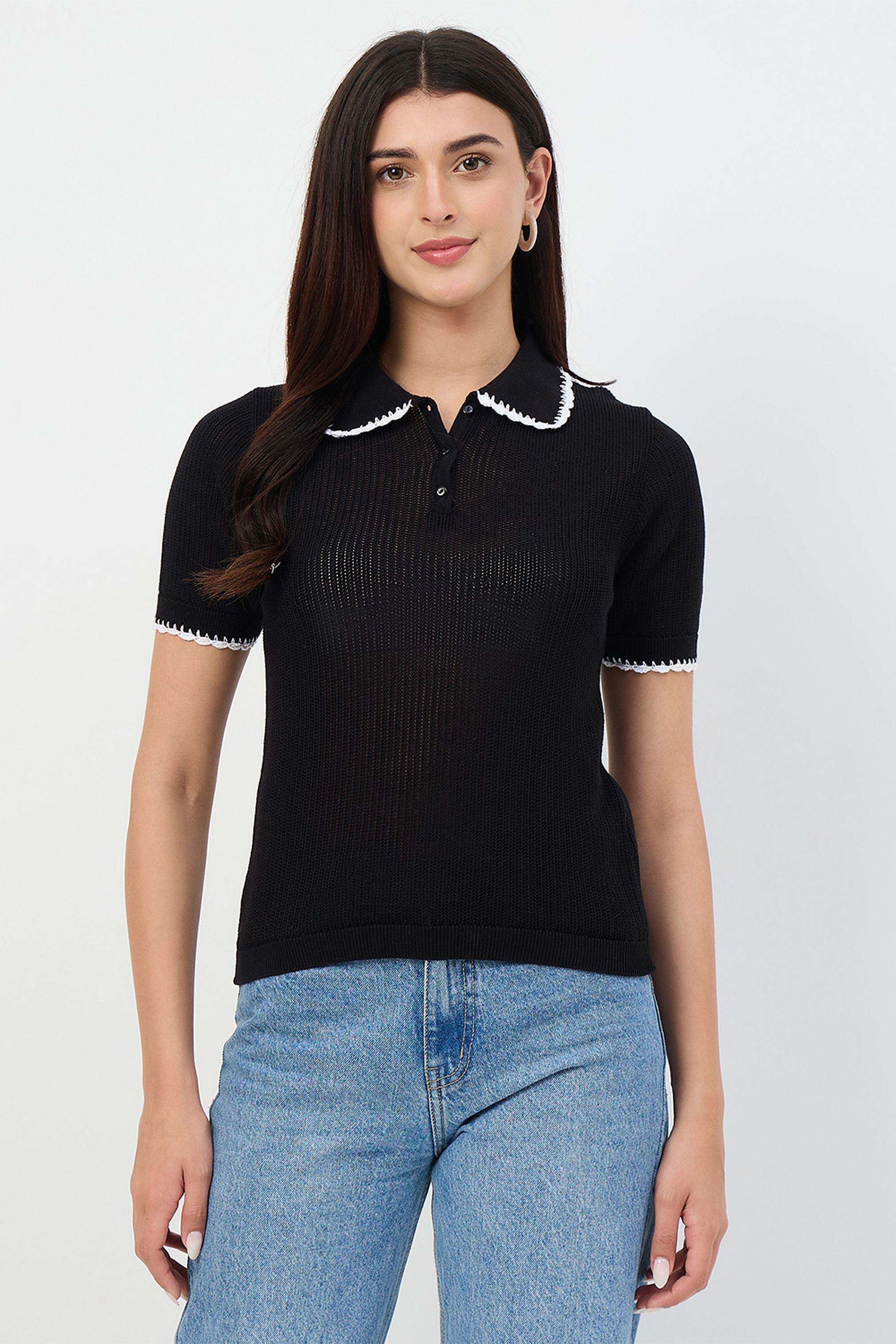 madame Solid Cotton Collared Women's Top-picture-26