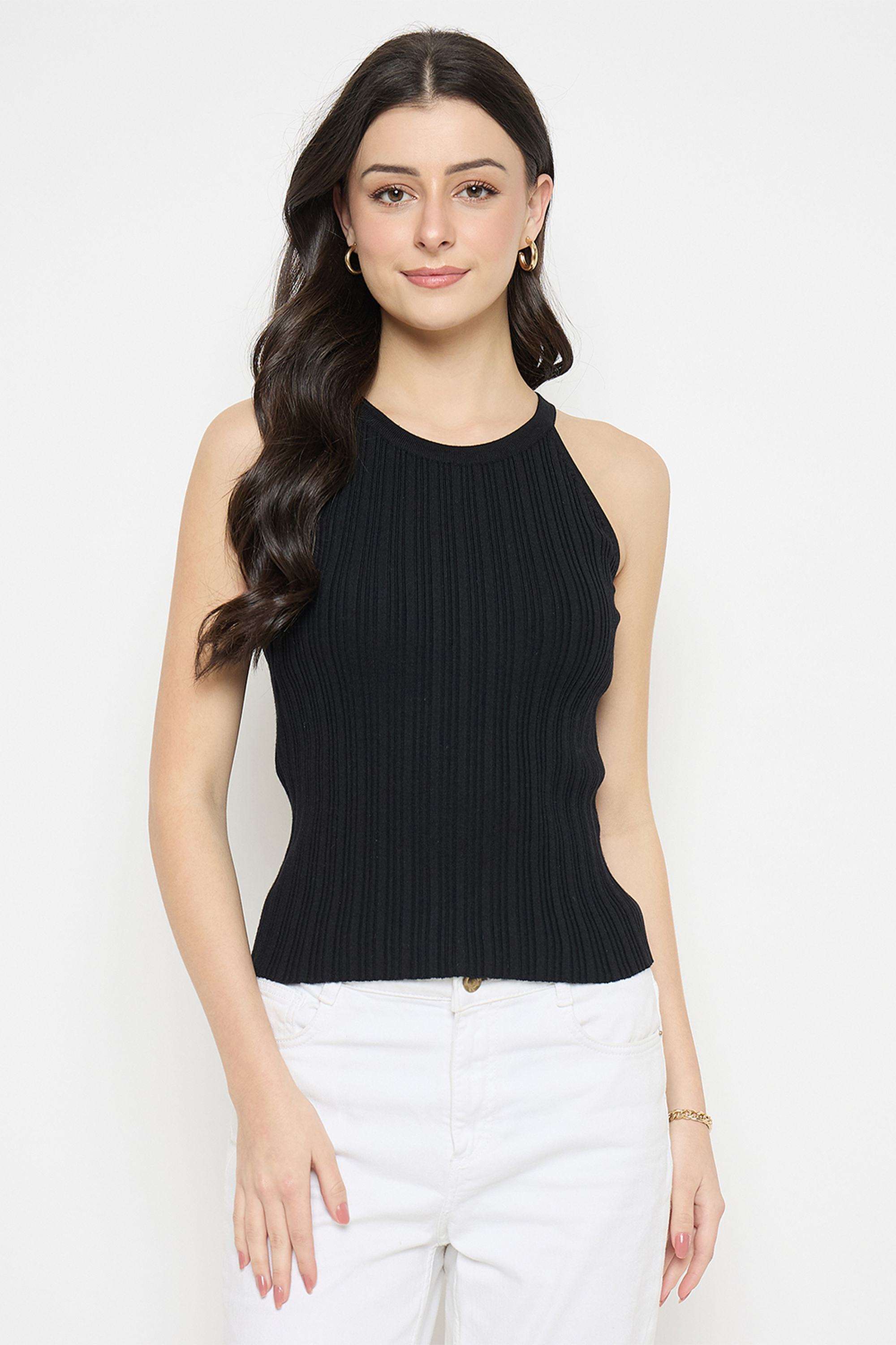 Solid-Cotton-Collared-Women-s-T-Shirt