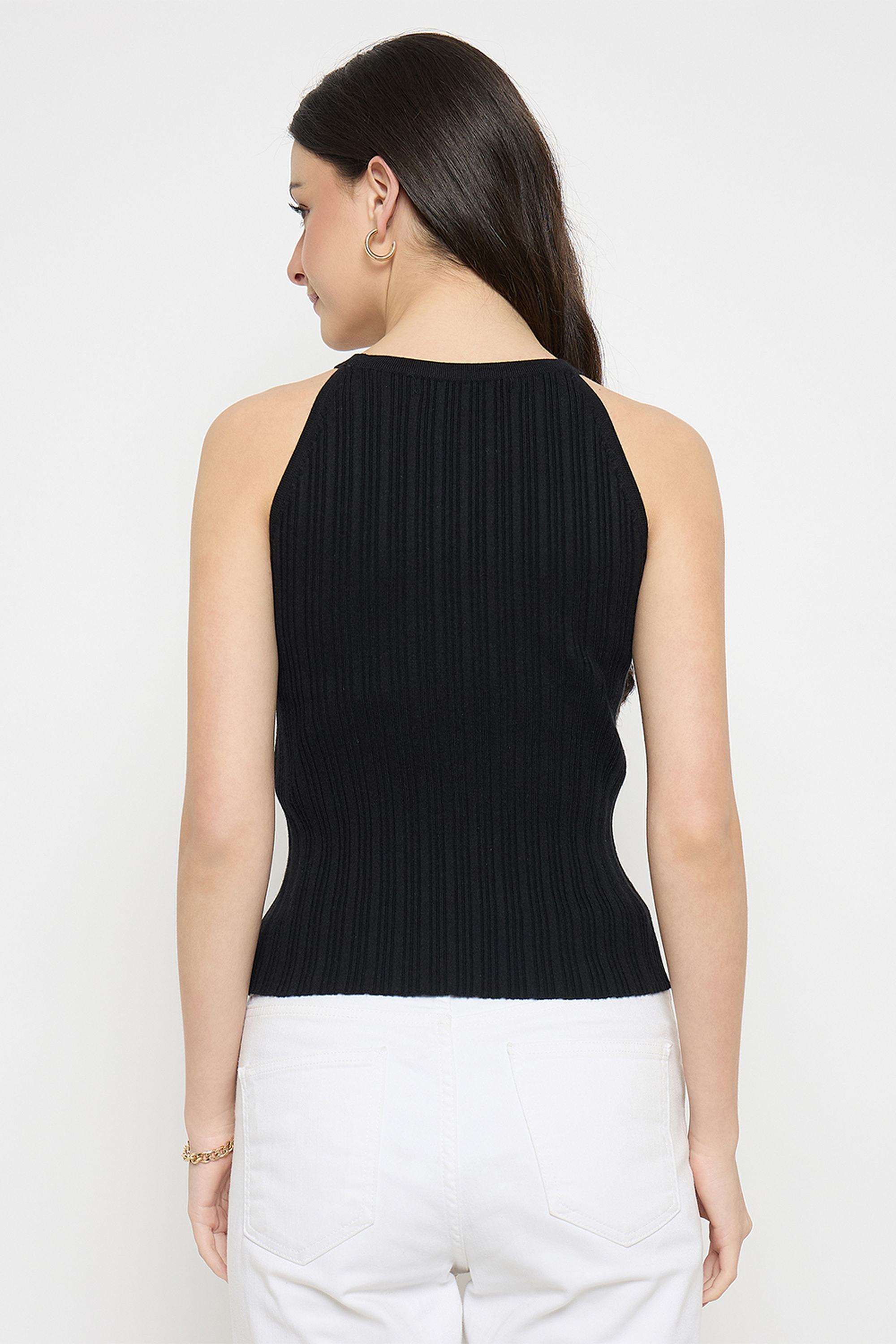 Solid-Cotton-Collared-Women-s-T-Shirt