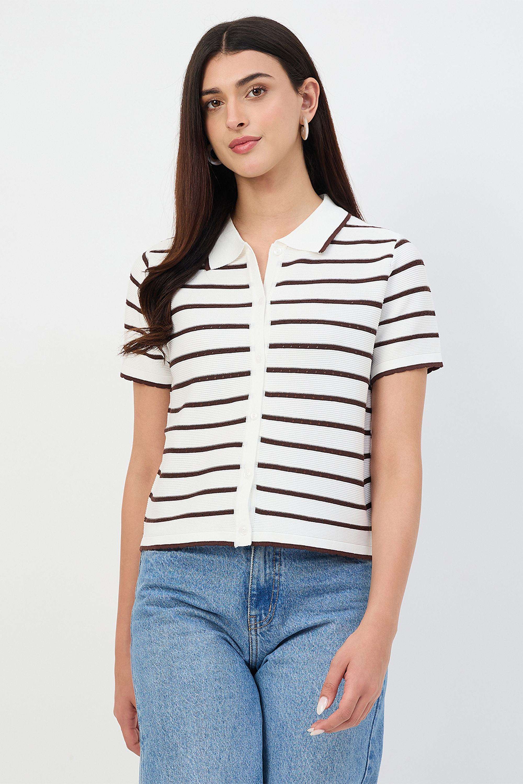 madame Stripes Cotton Collared Women's Top-picture-26