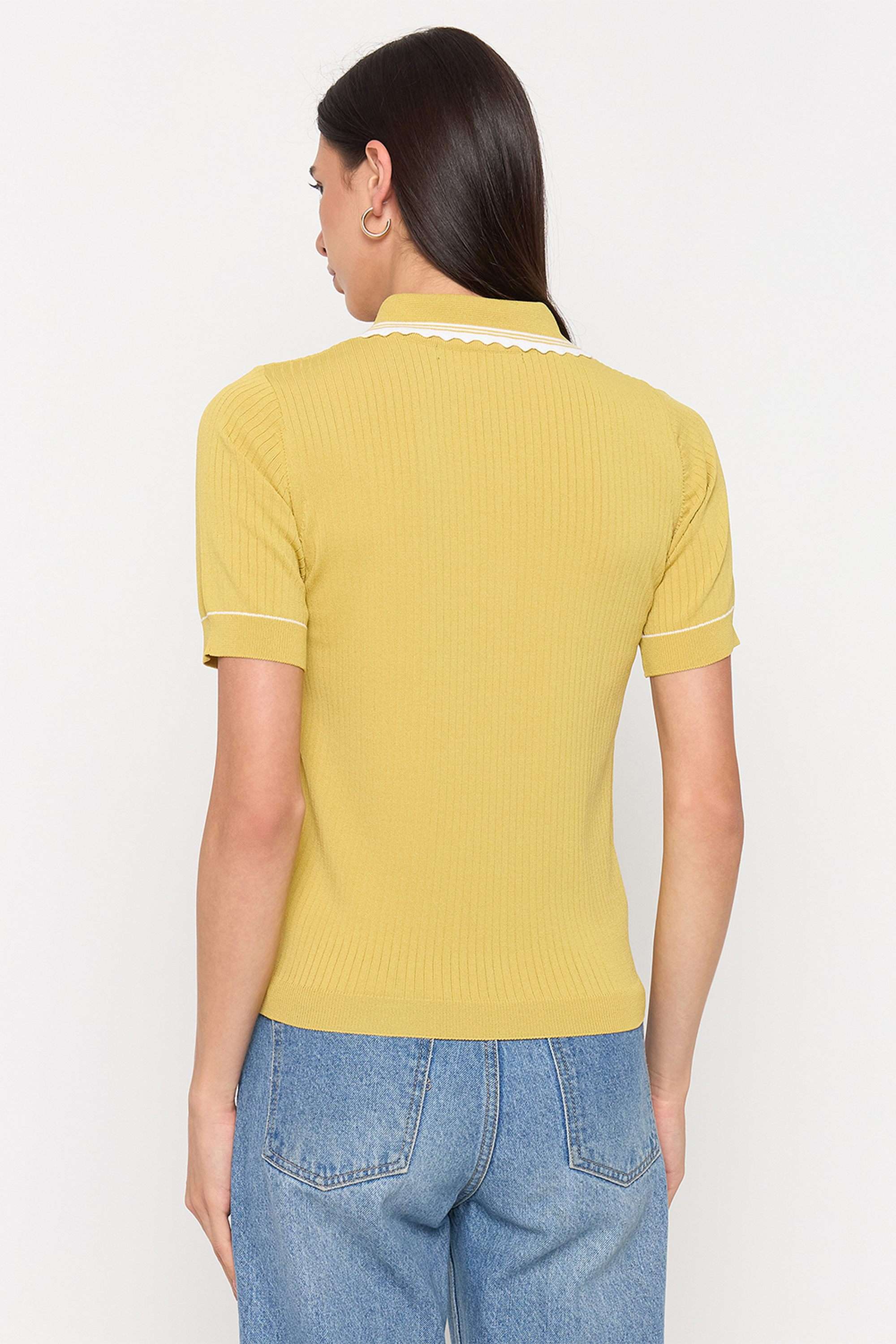Solid-Viscose-Collared-Women-s-Top