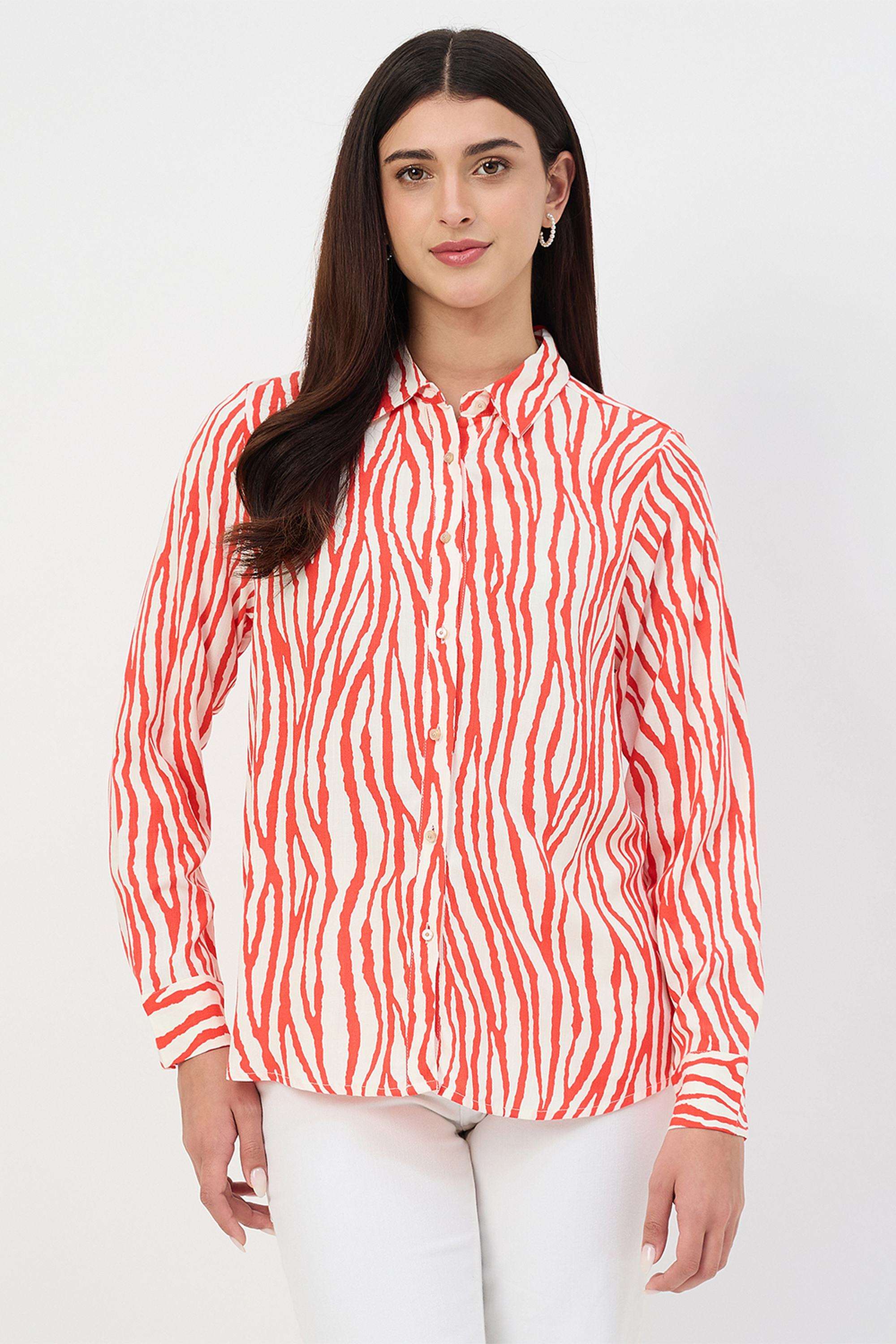 madame Printed Collared Rayon Women's Casual Wear Shirt-picture-13