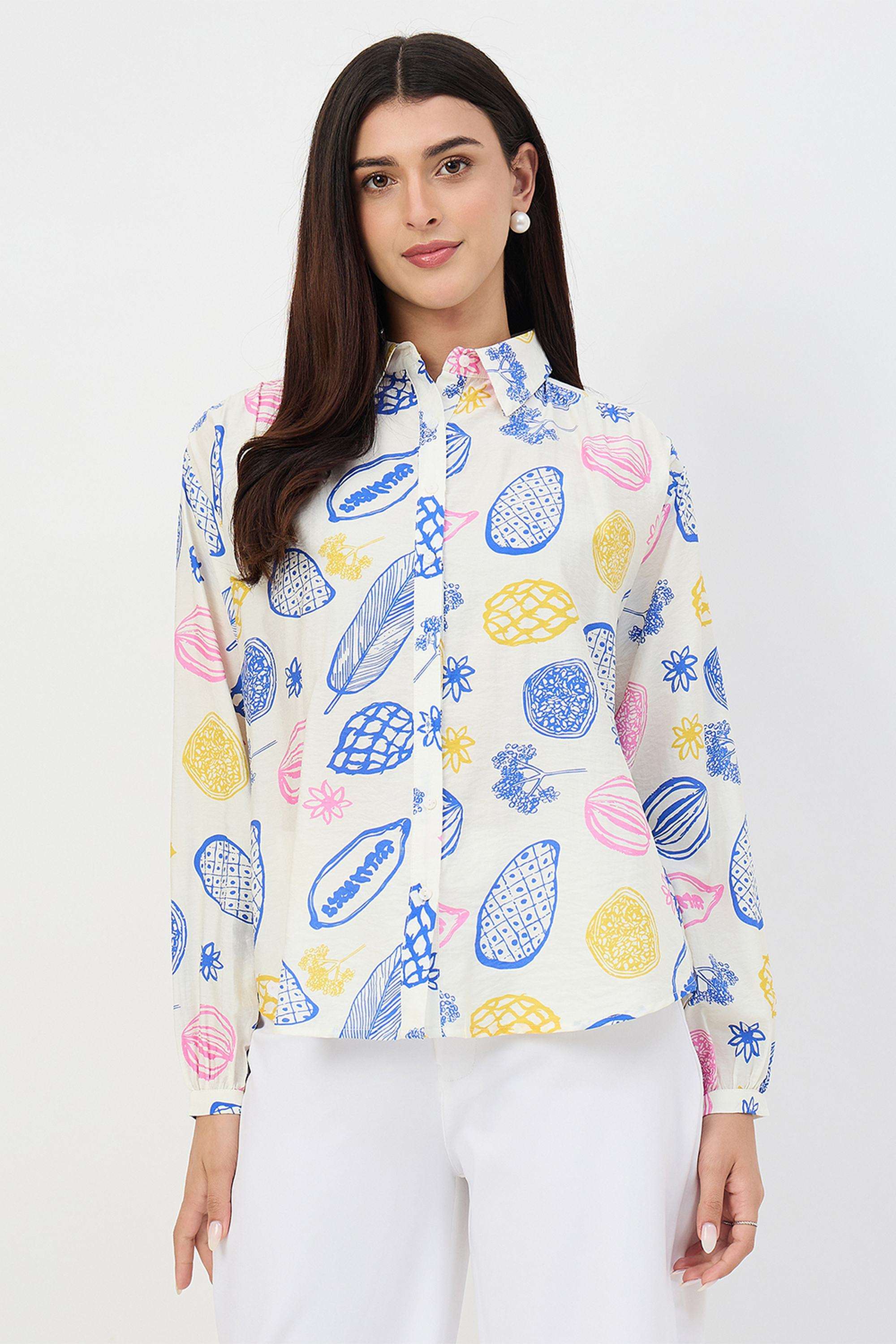 Printed-Collared-Viscose-Women-s-Casual-Wear-Shirt