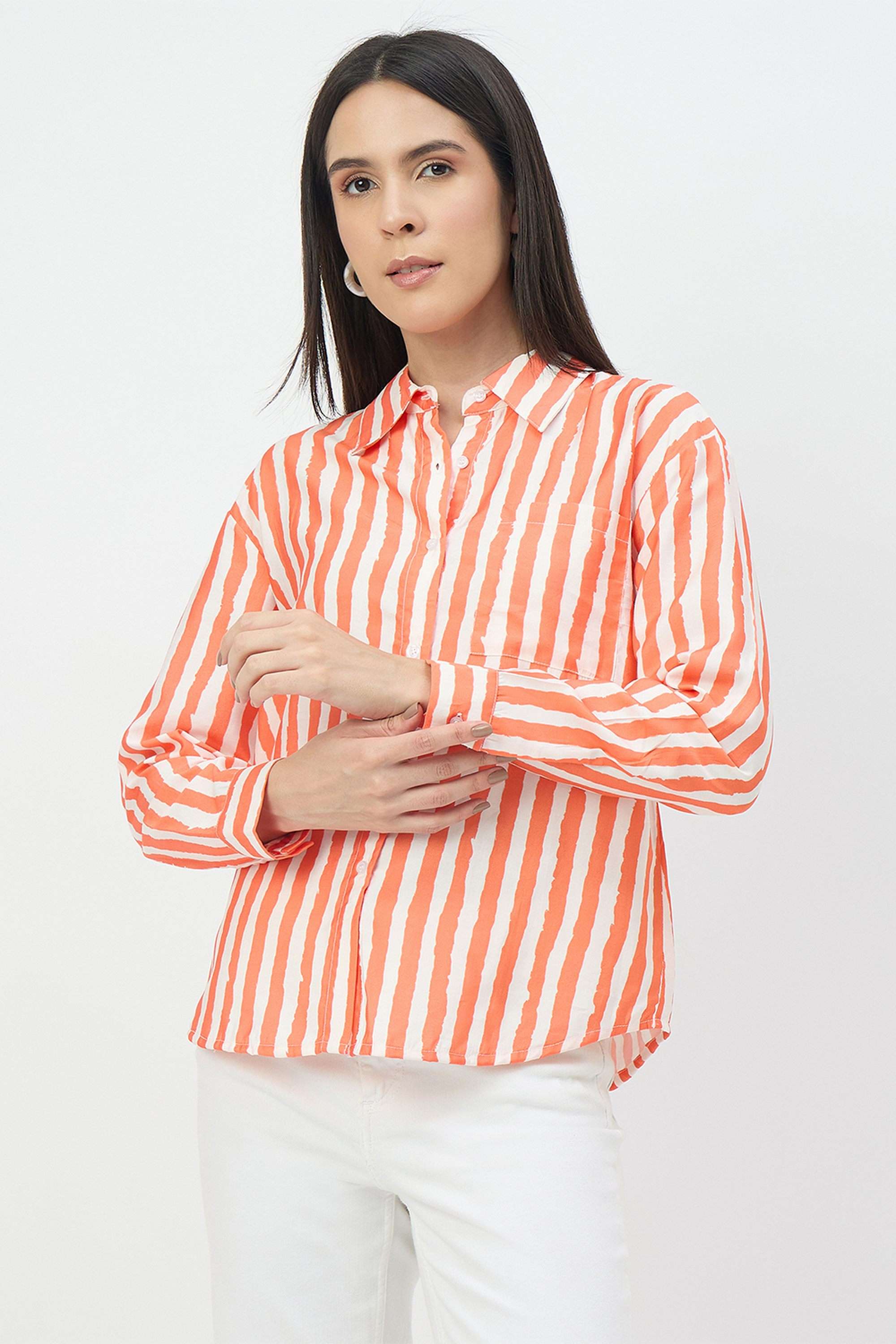 Stripes-Viscose-Women-s-Casual-Wear-Shirt
