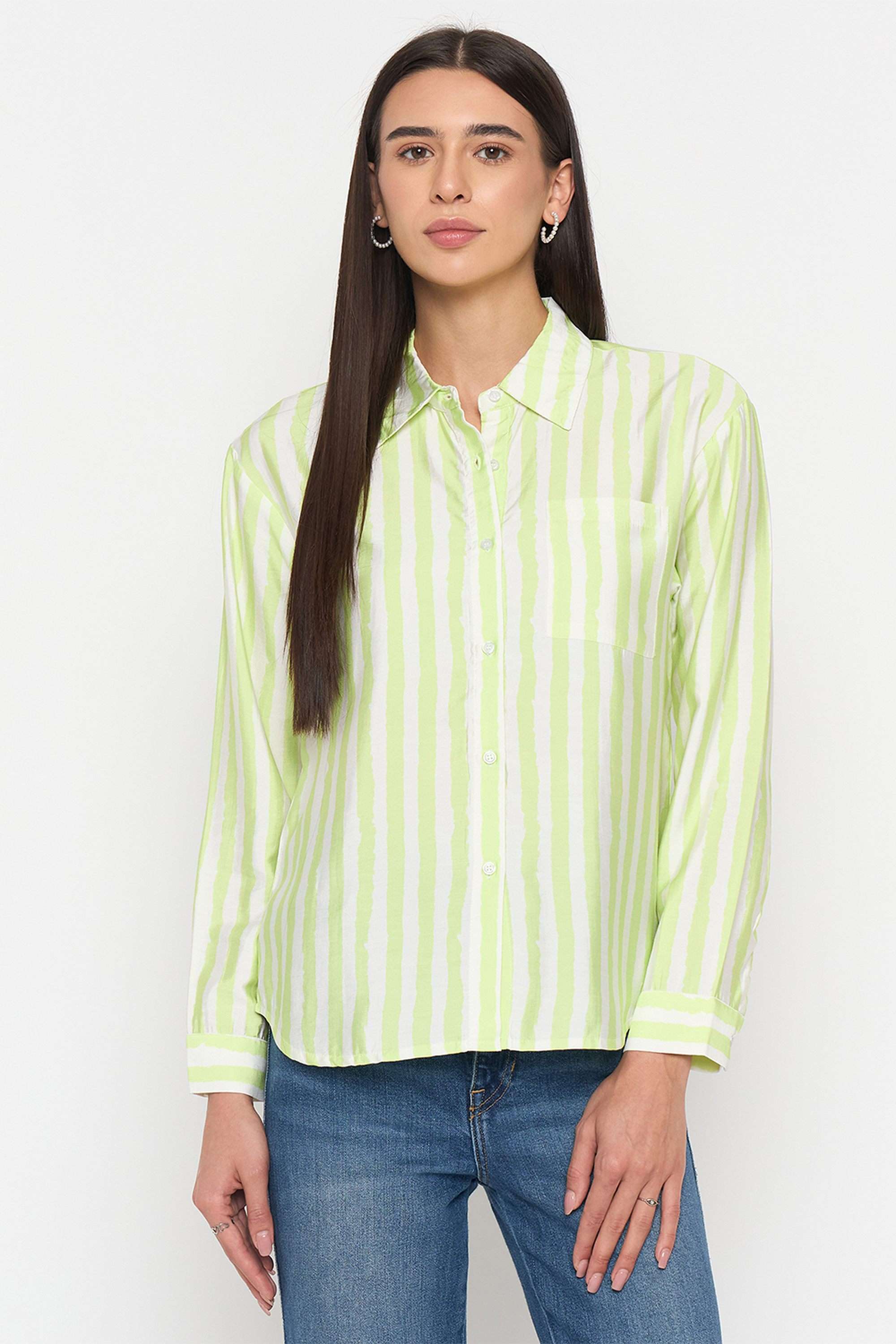 madame Stripes Viscose Women's Casual Wear Shirt-picture-39