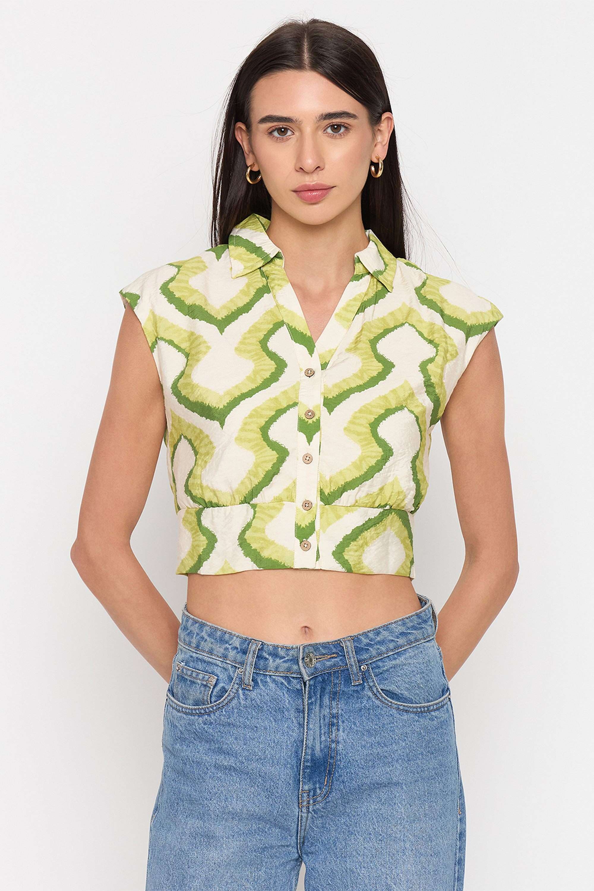 madame Abstract Polyester Women's Casual Wear Shirt-picture-14
