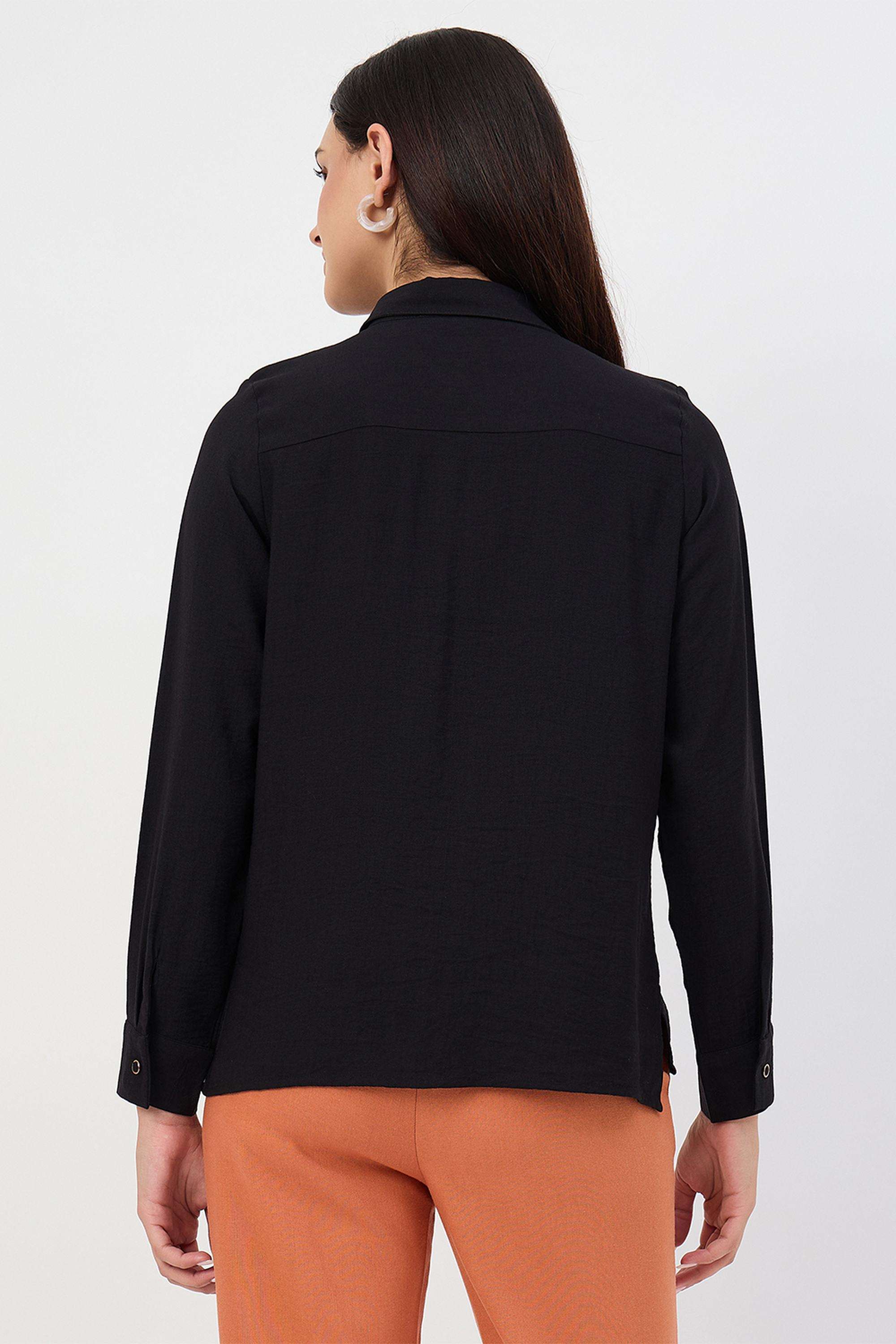 Solid-Collared-Nylon-Women-s-Casual-Wear-Shirt