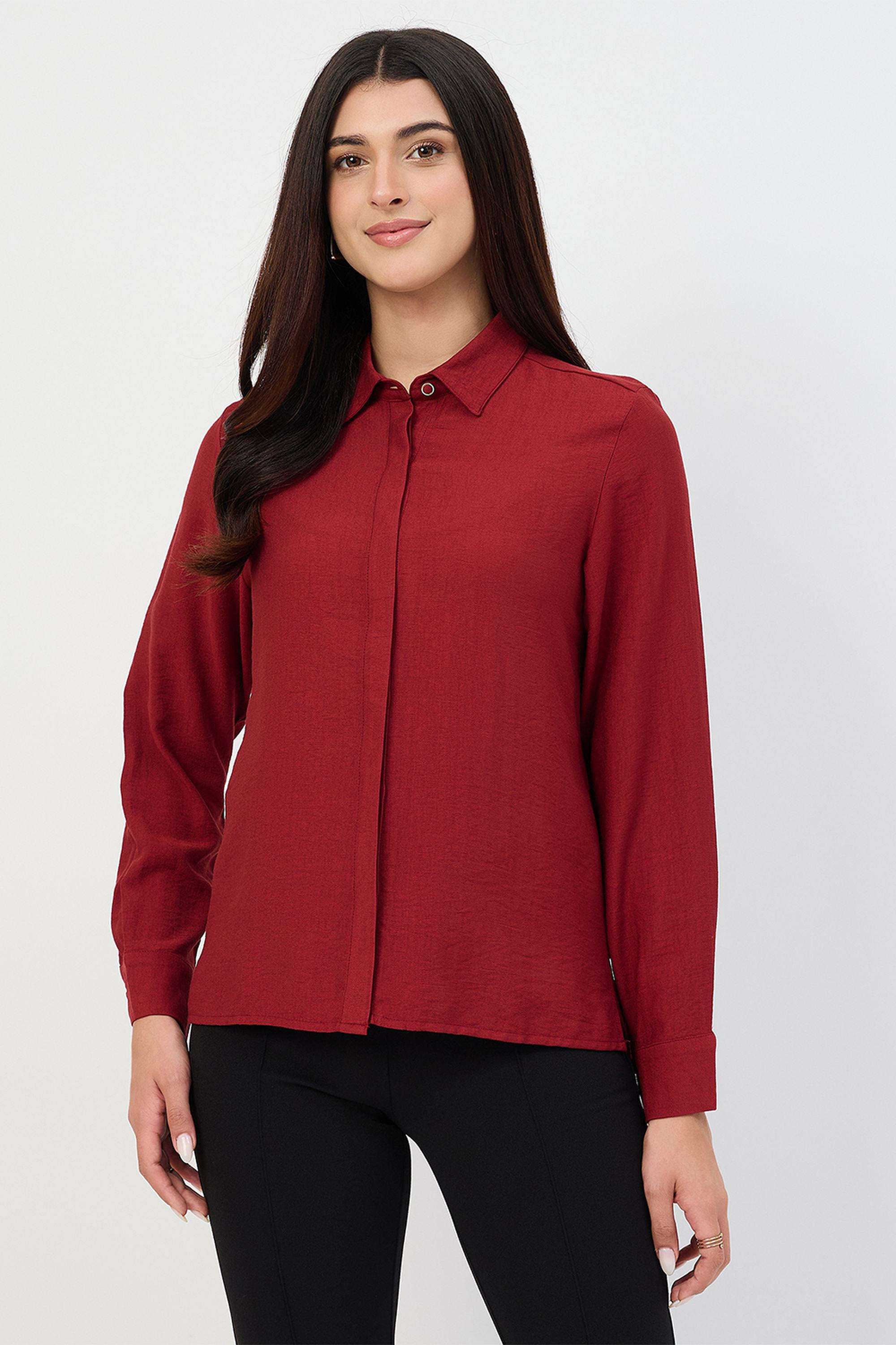madame Solid Collared Nylon Women's Casual Wear Shirt-picture-33