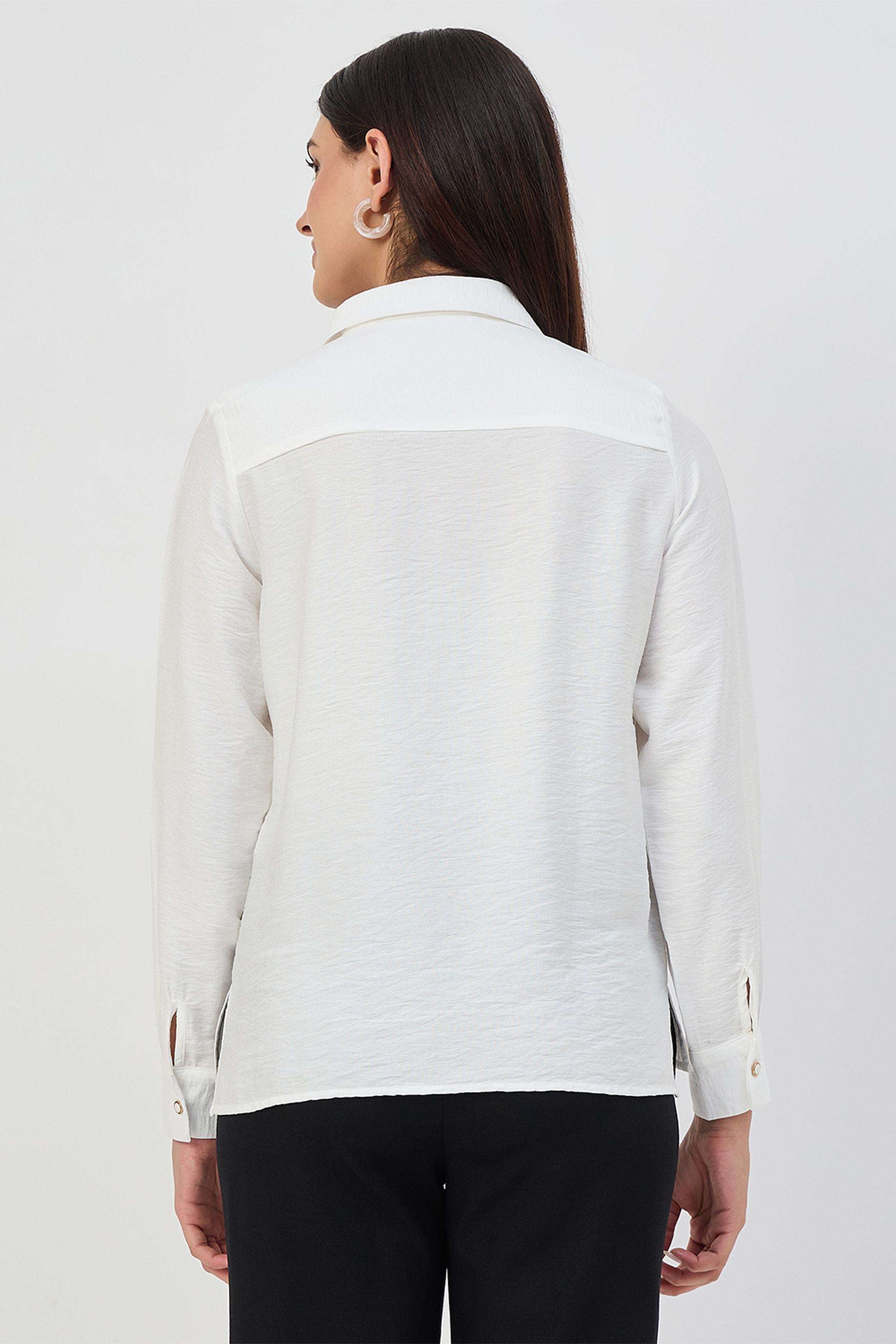 Solid-Collared-Nylon-Women-s-Casual-Wear-Shirt
