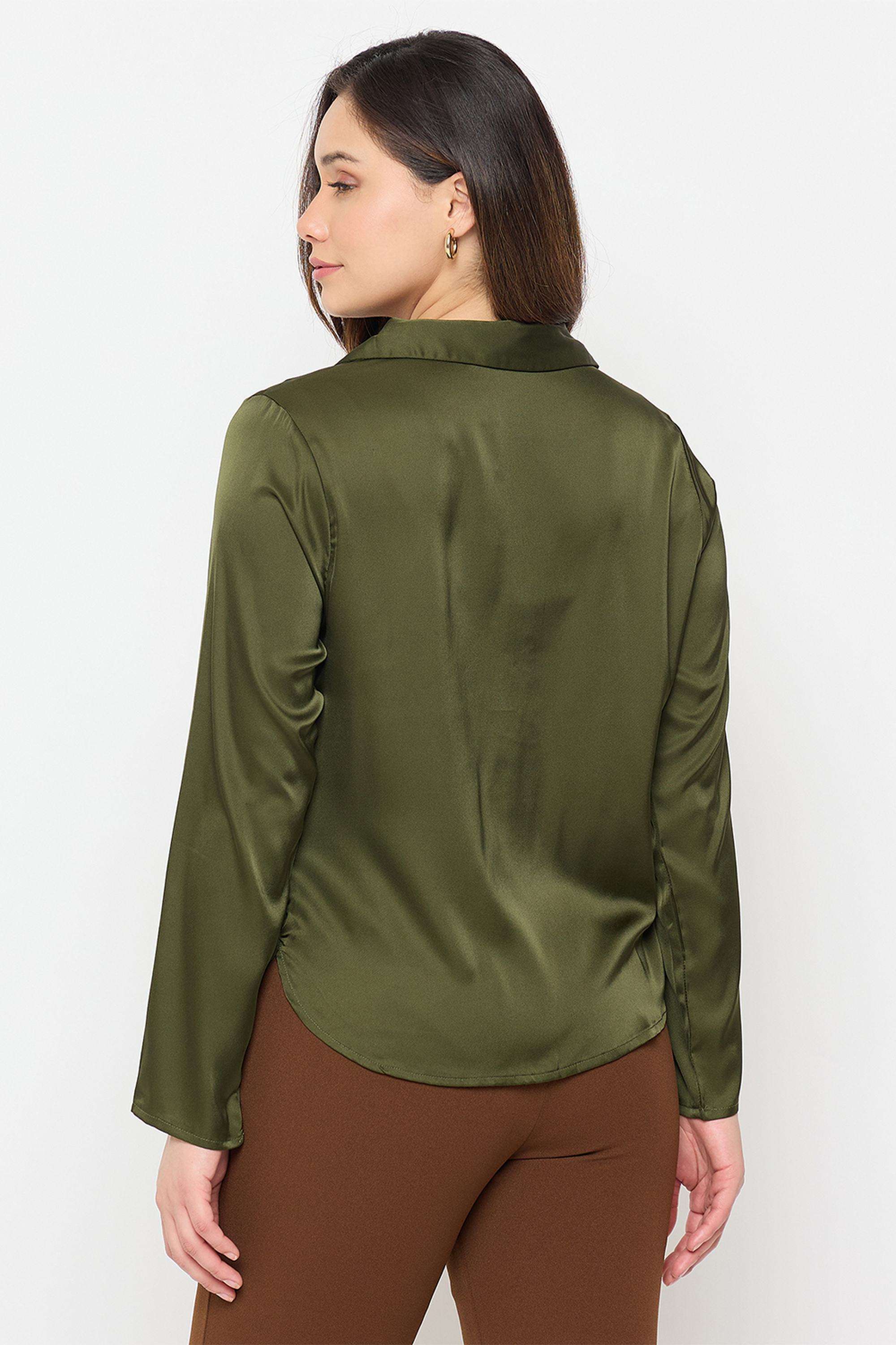 Solid-Polyester-Women-s-Casual-Wear-Shirt