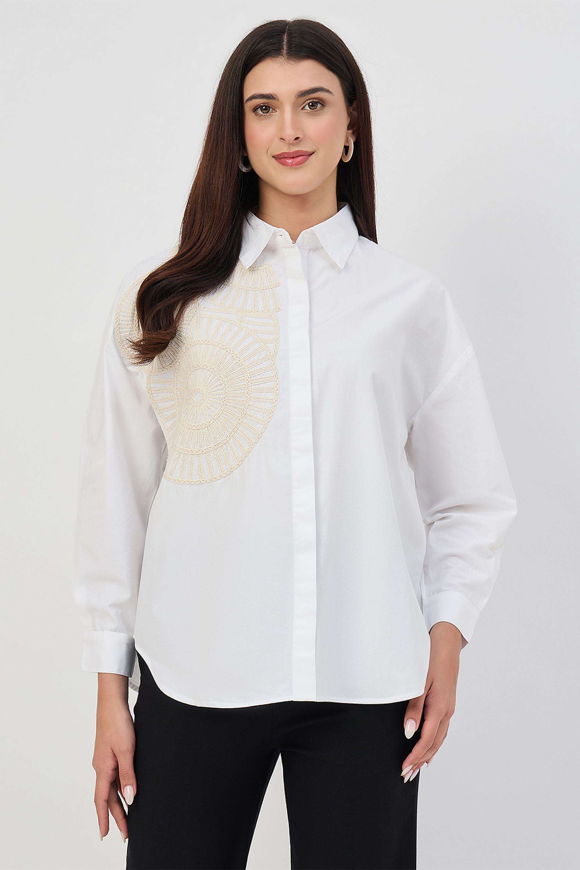 Embroidered-Collared-Cotton-Women-s-Casual-Wear-Shirt