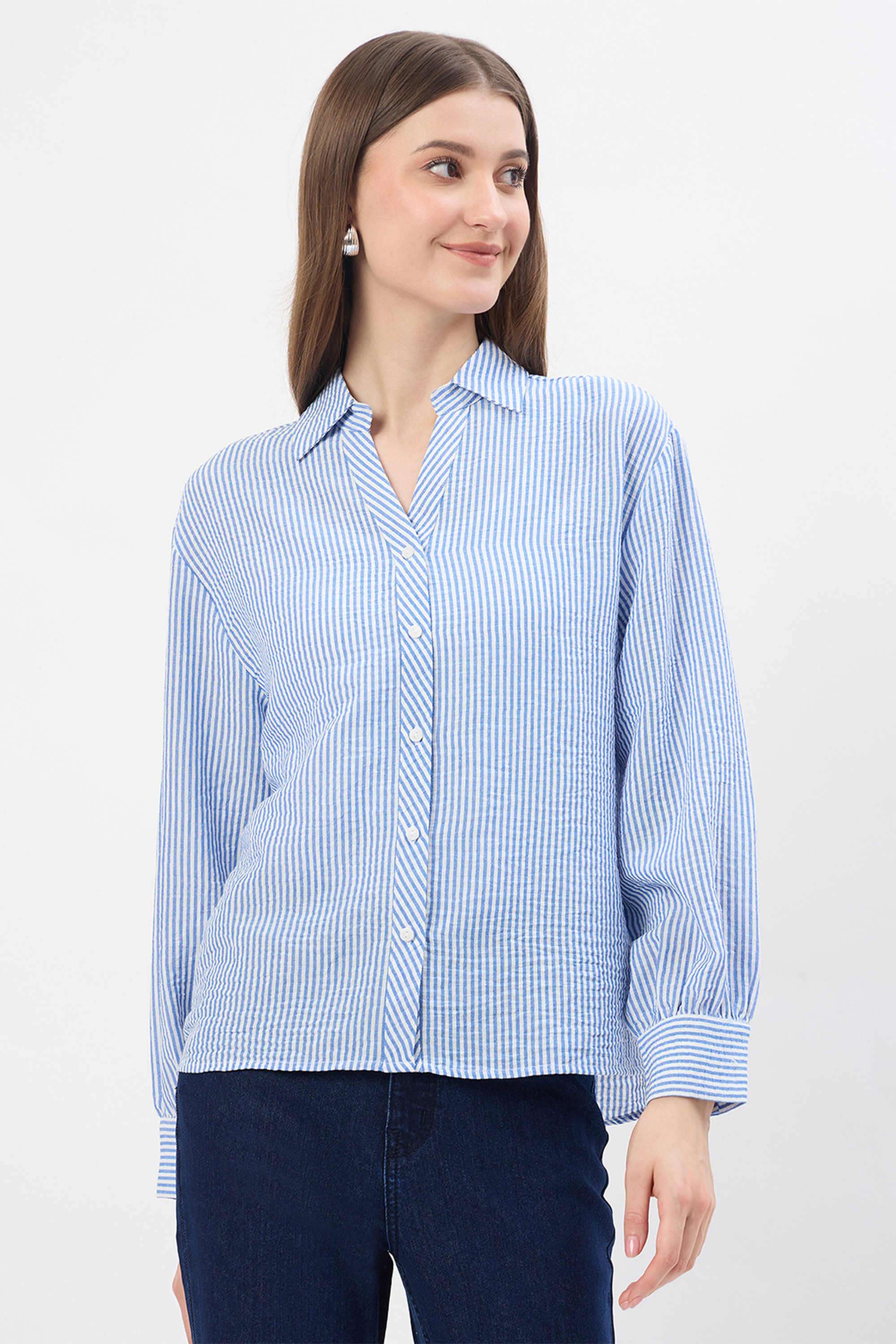 madame Stripes Polyester Regular Fit Women's Shirt-picture-13