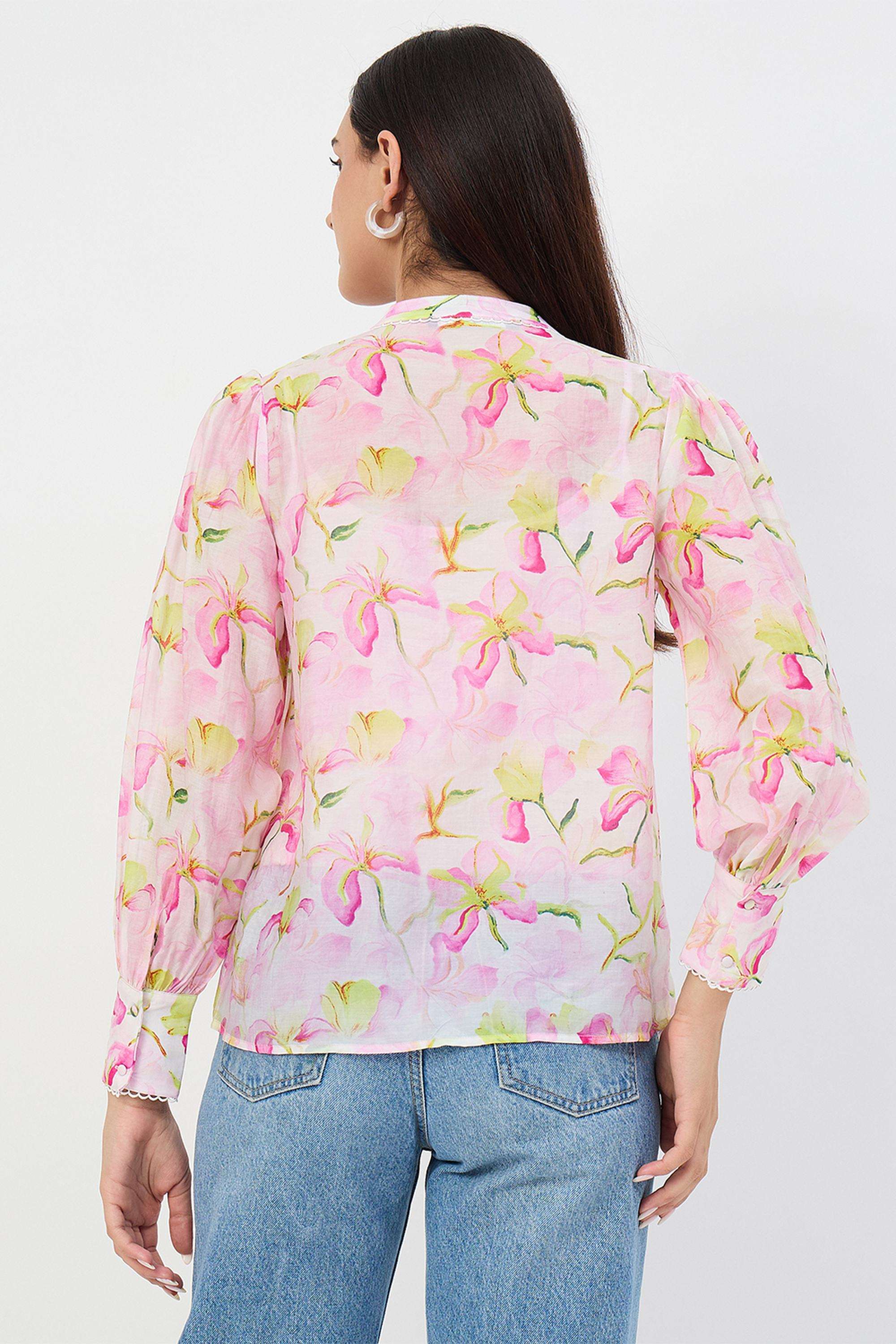 Printed-Nylon-V-Neck-Women-s-Top