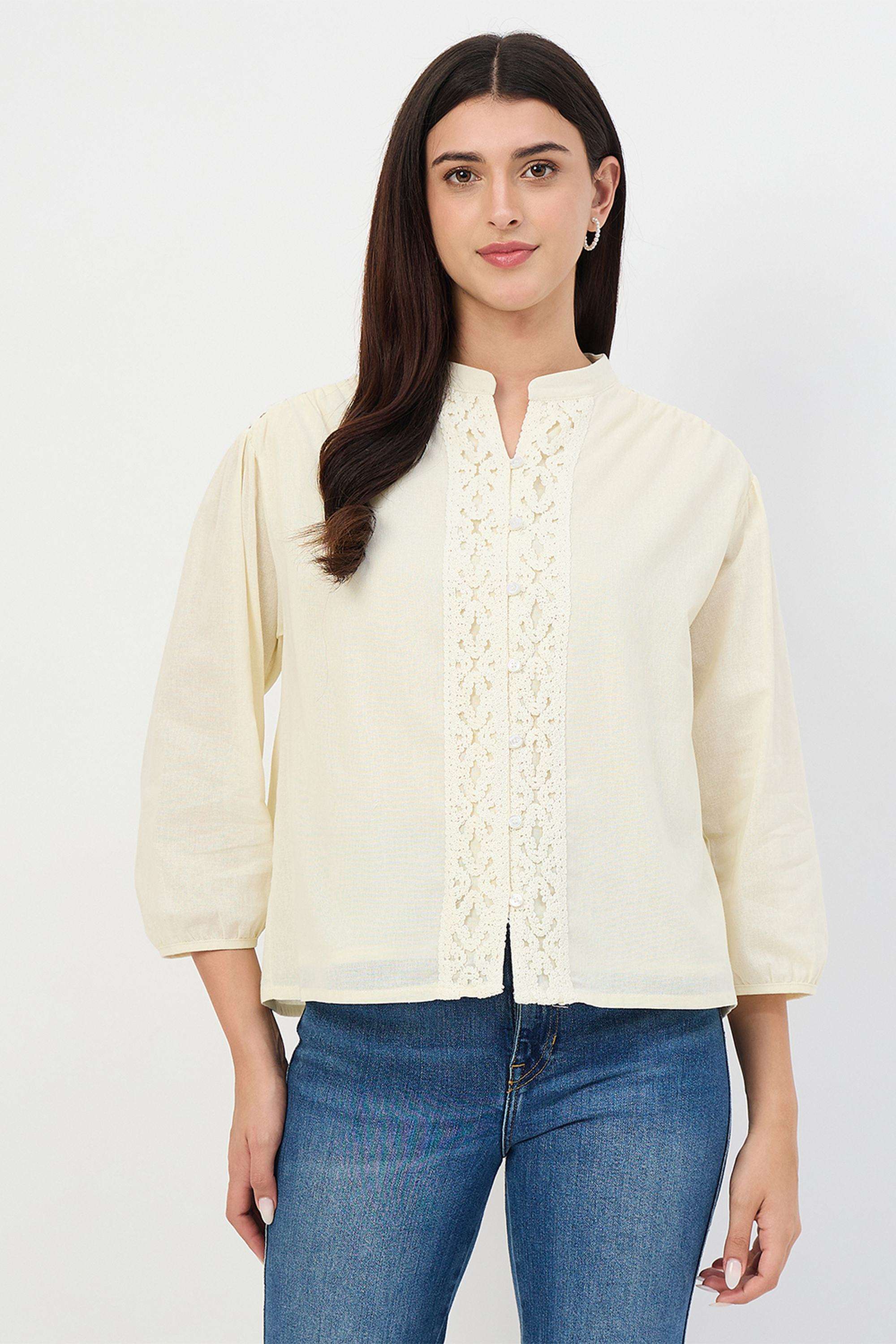 Solid-Cotton-V-Neck-Women-s-Top