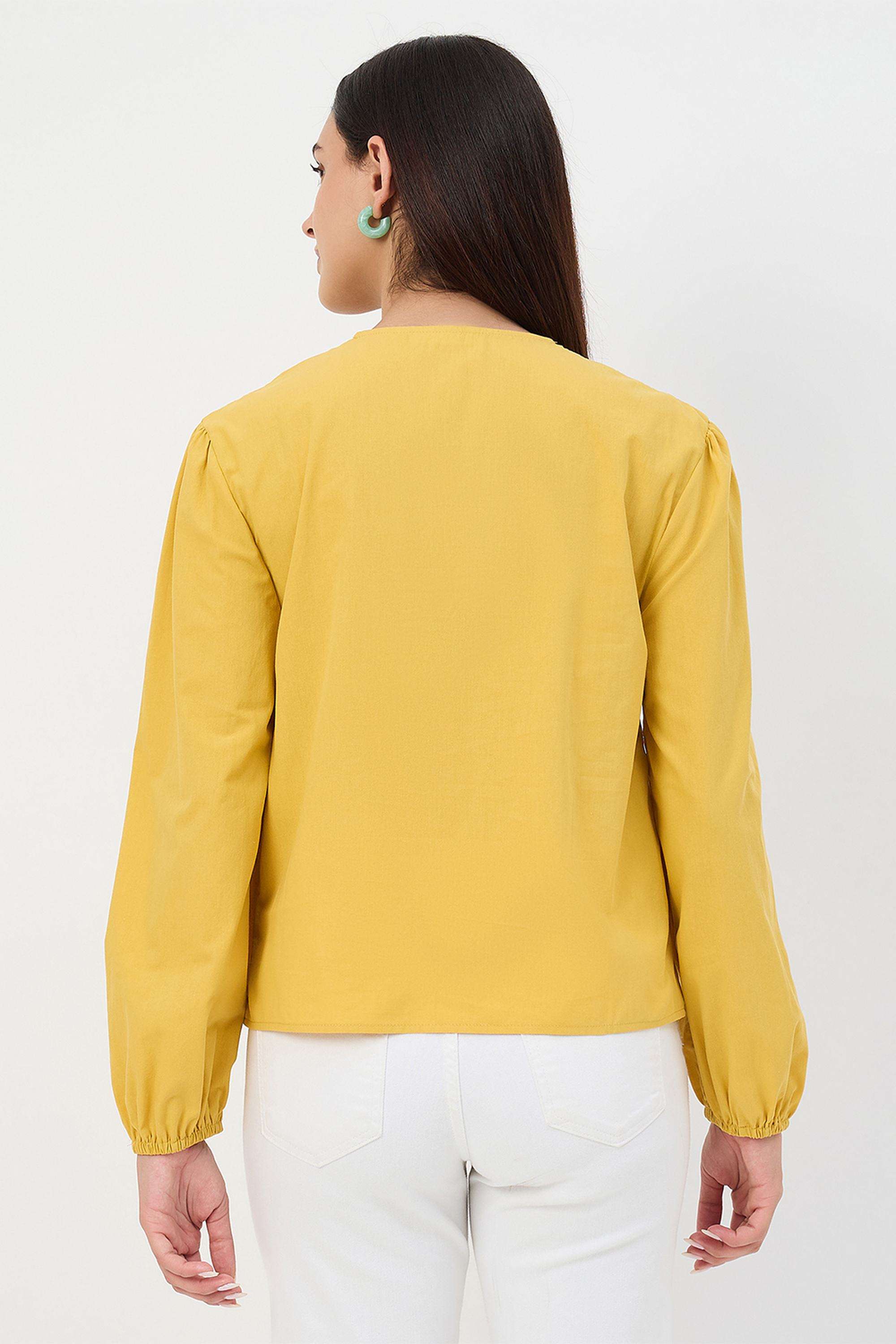 Embroidered-Cotton-V-Neck-Women-s-Top