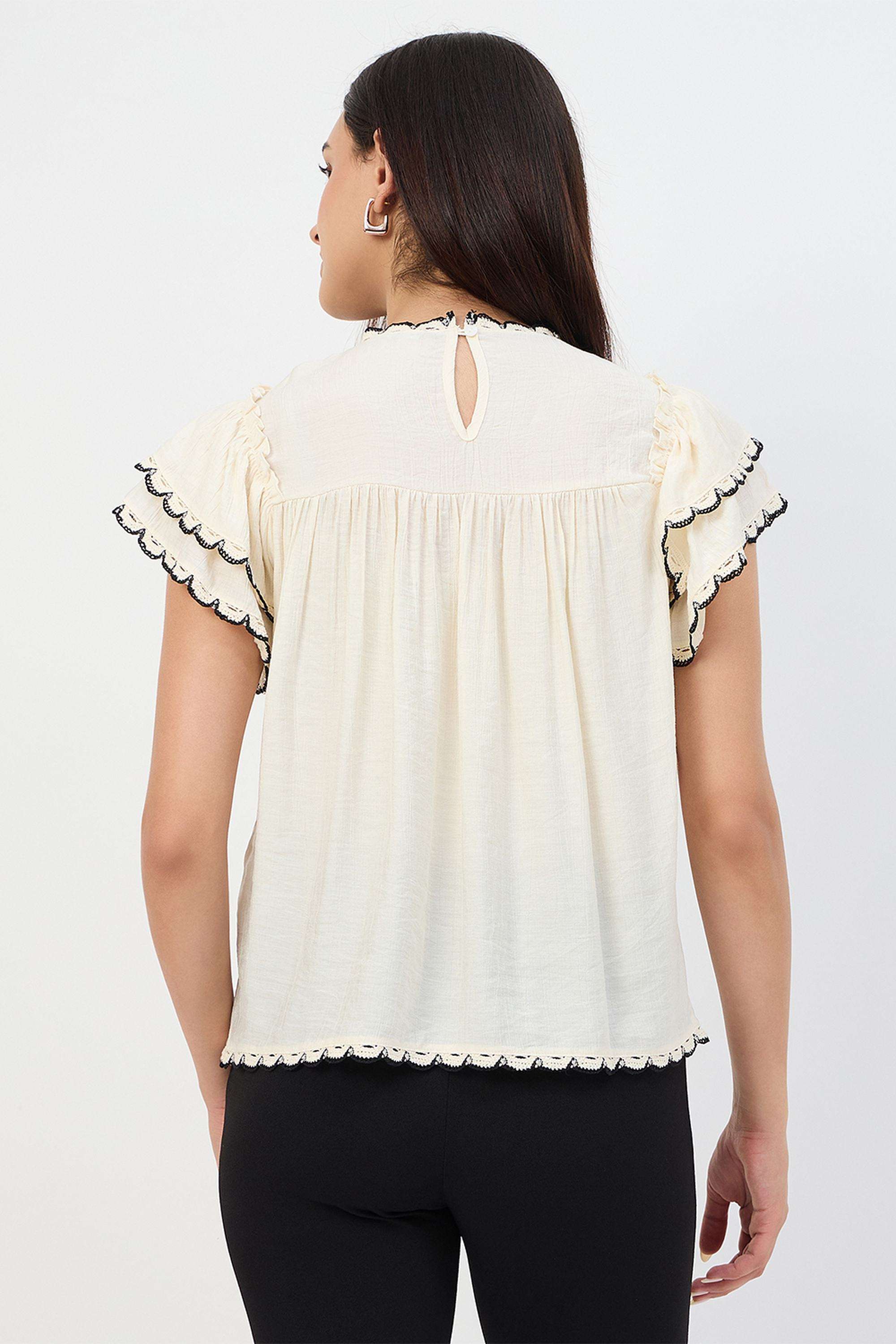 Embroidered-Viscose-Round-Neck-Women-s-Top