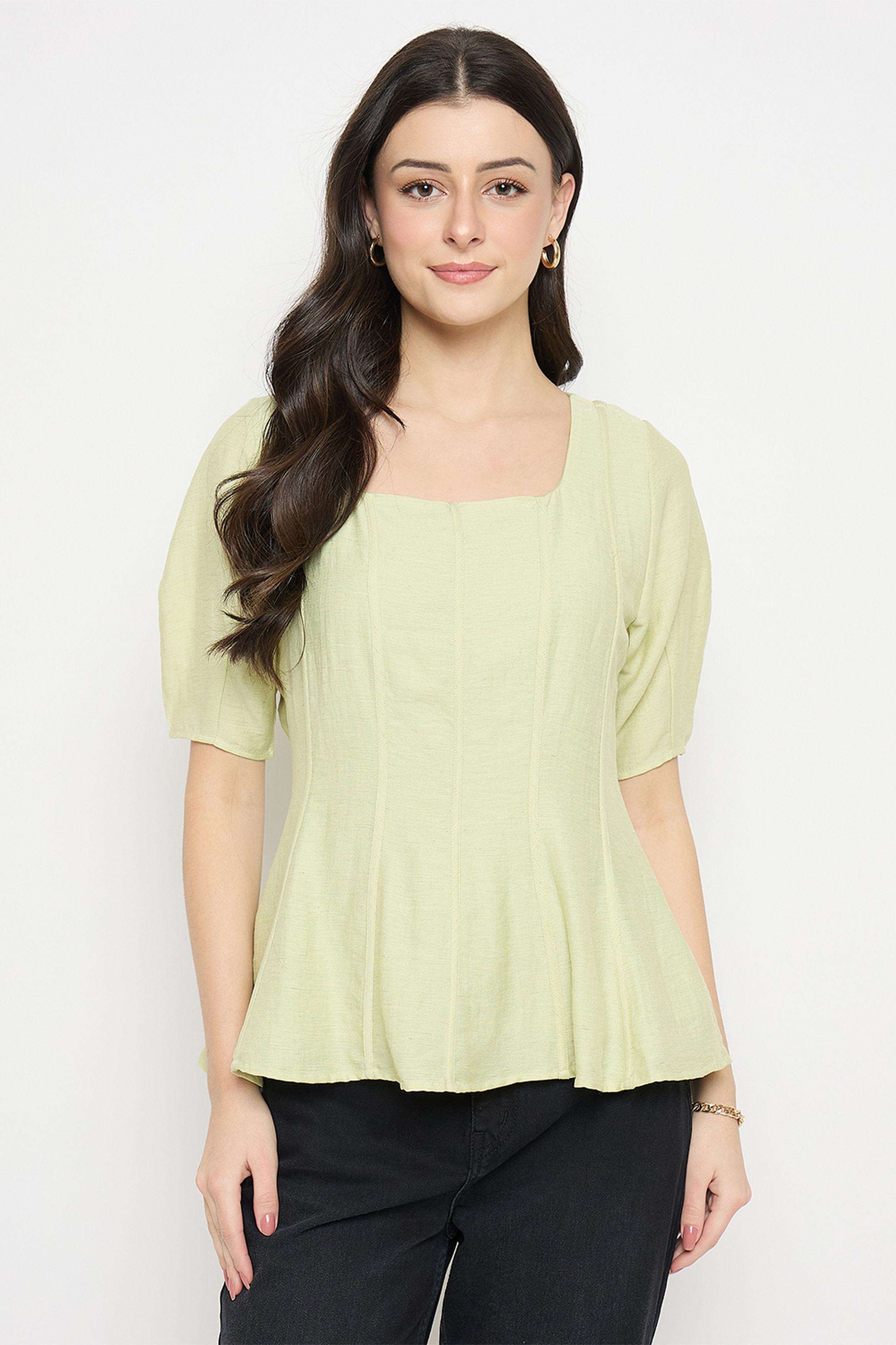 Solid-Cotton-Collared-Women-s-T-Shirt