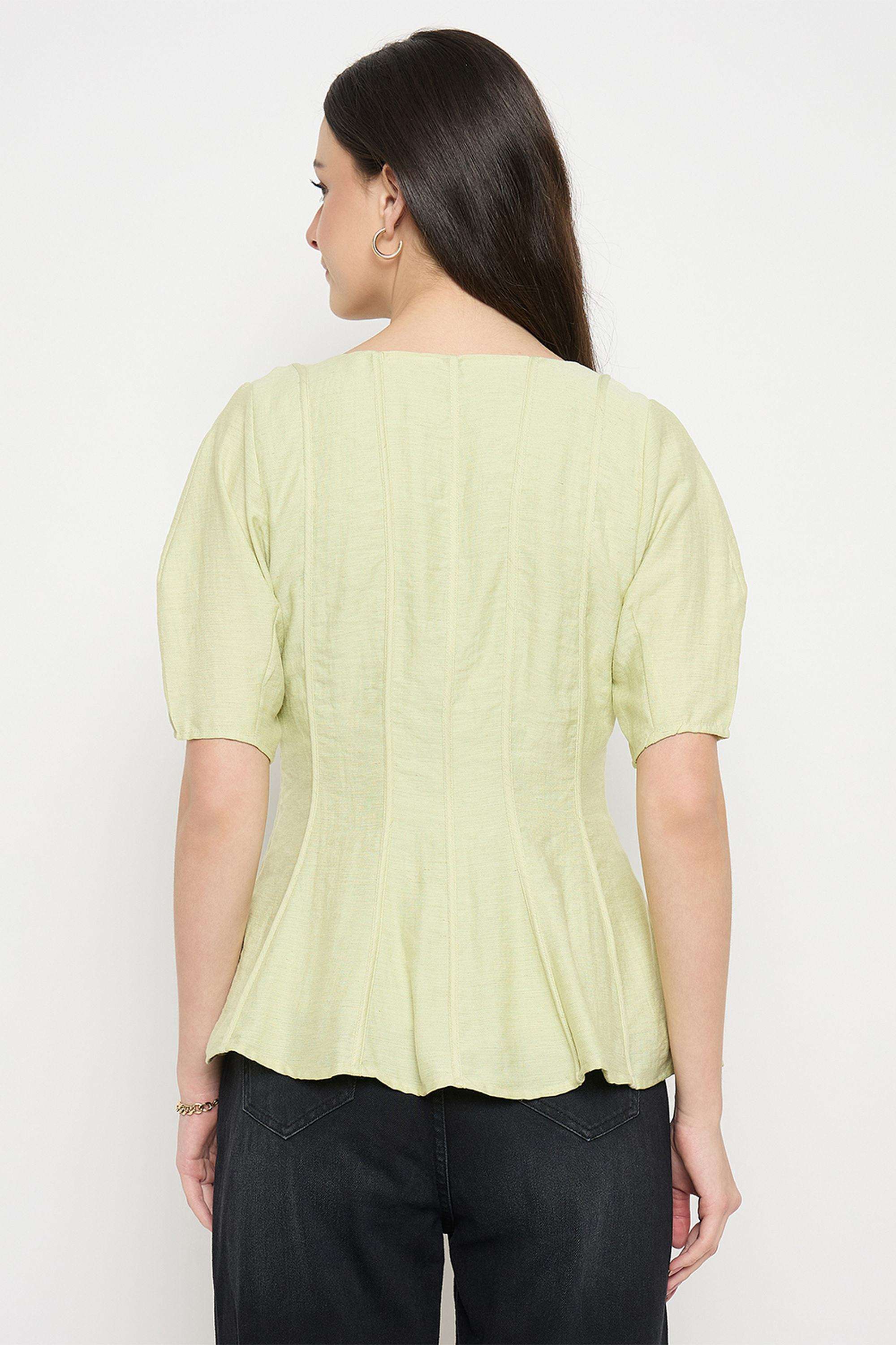 Solid-Cotton-Collared-Women-s-T-Shirt