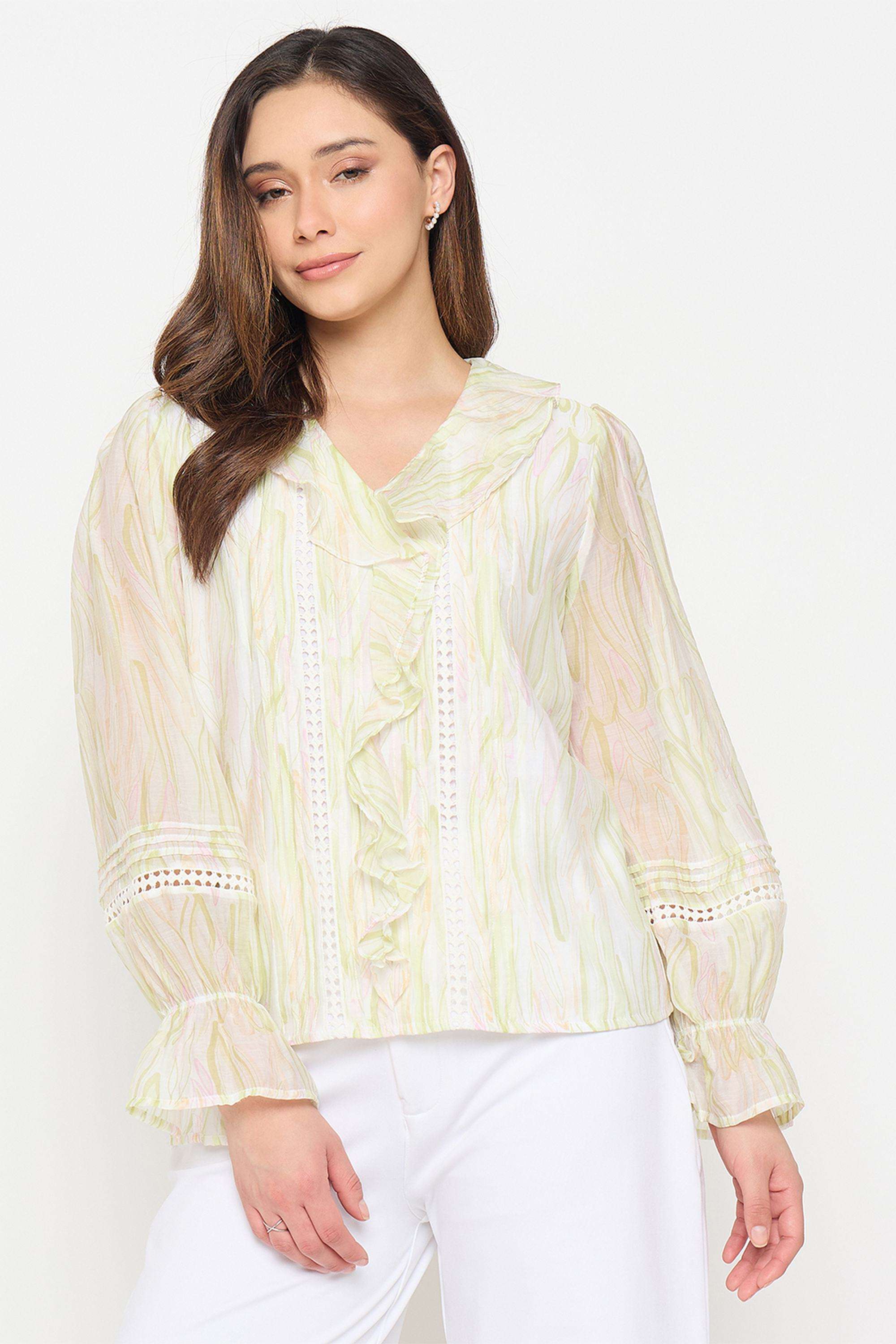 Solid-Rayon-V-Neck-Women-s-Top