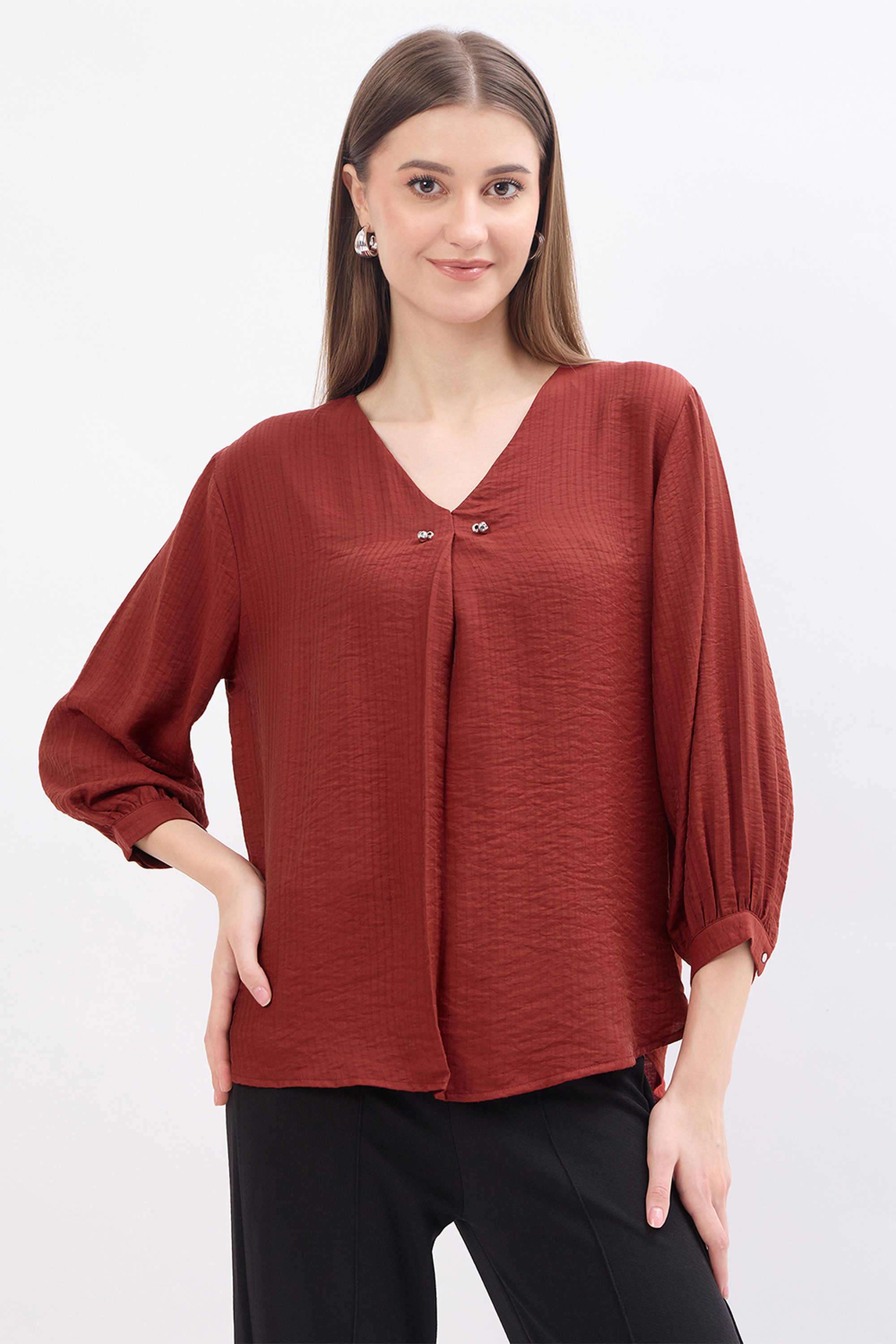madame Textured Viscose Regular Fit Women's Top-picture-14