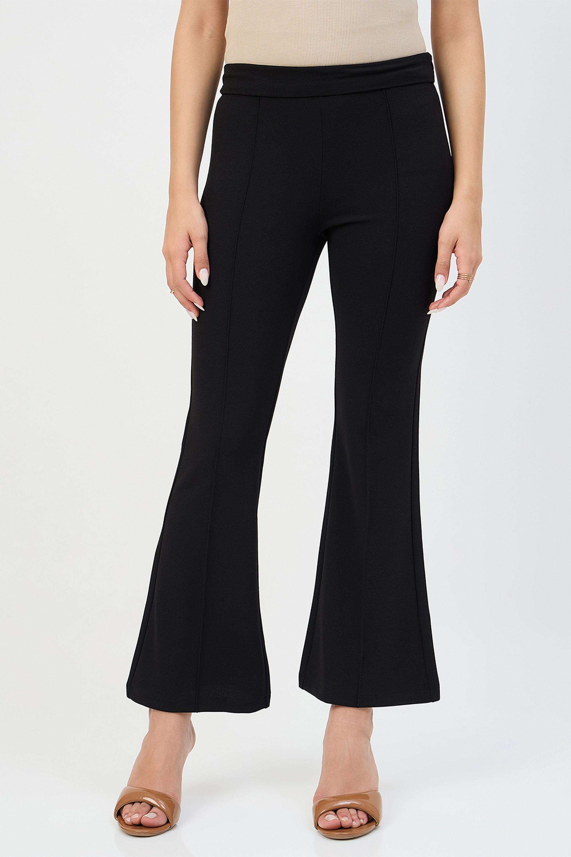 Solid-Bootcut-Fit-Polyester-Women-s-Casual-Wear-Trousers