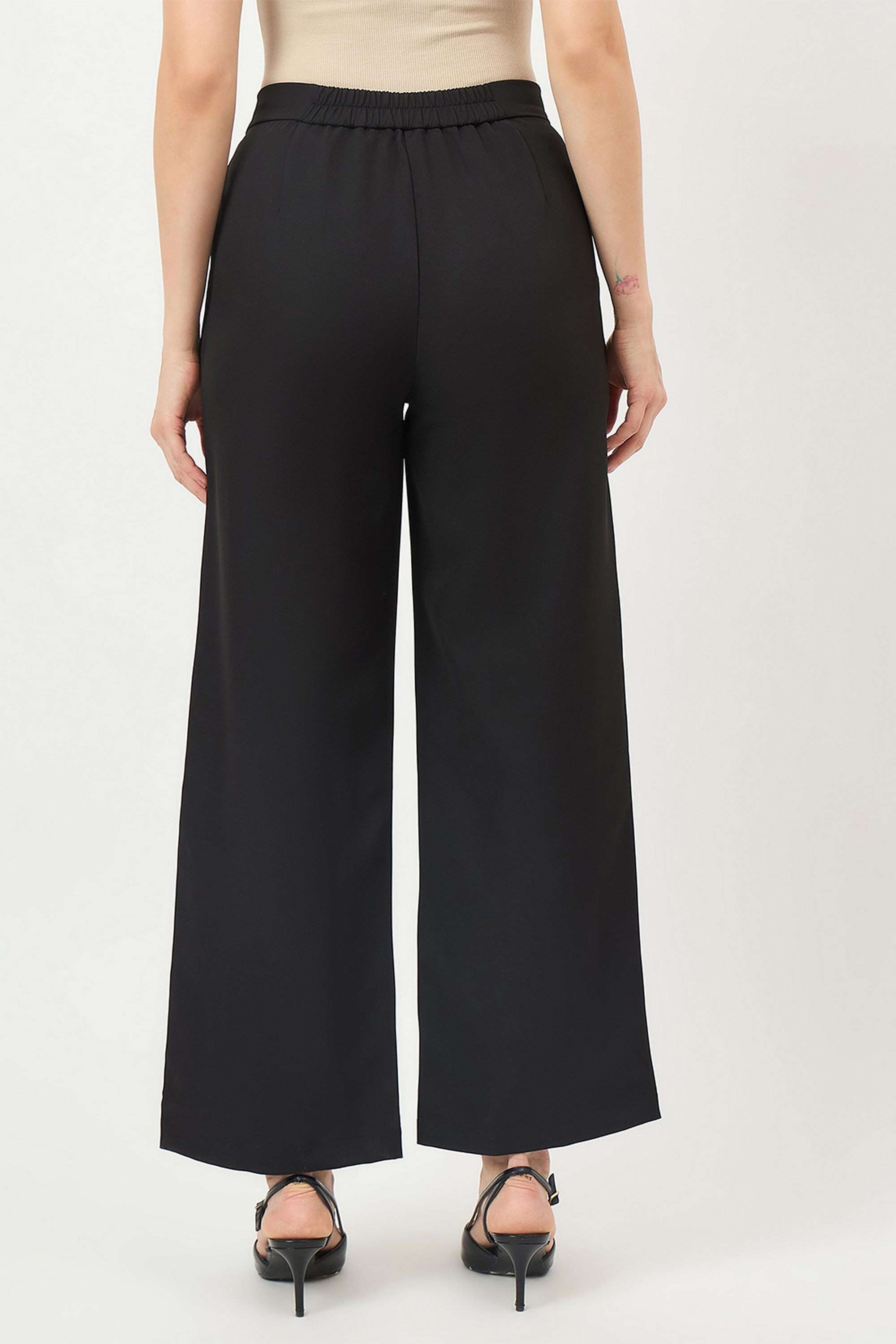Solid-Straight-Fit-Polyester-Women-s-Casual-Wear-Trousers