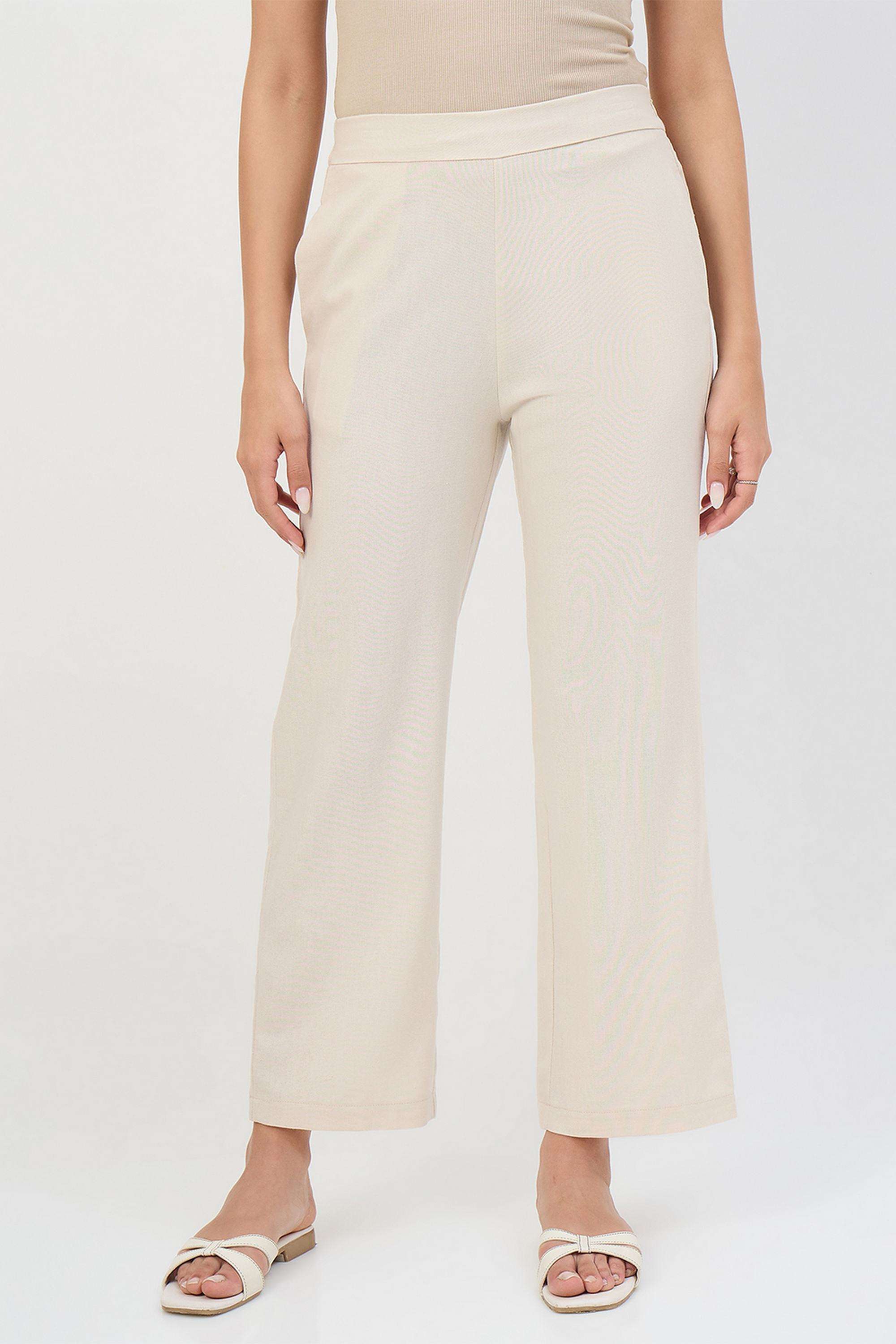 Solid-Straight-Fit-Polyester-Women-s-Casual-Wear-Trousers