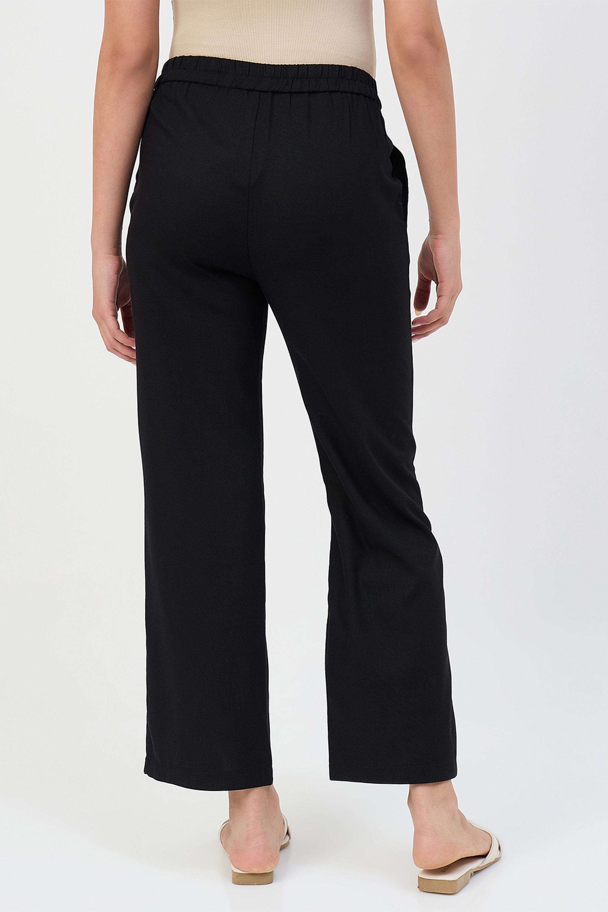 Solid-Straight-Fit-Polyester-Women-s-Casual-Wear-Trousers