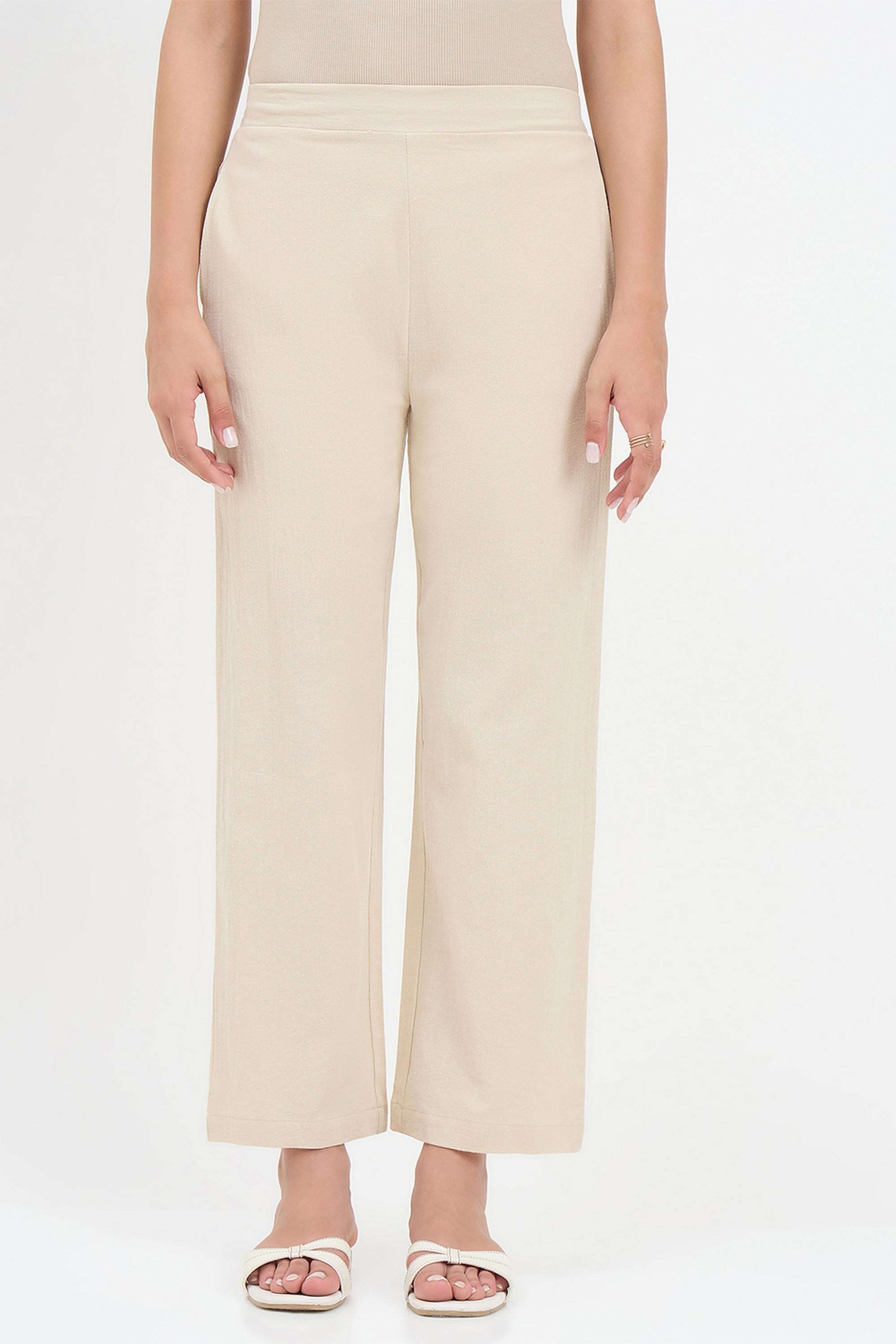 madame Solid Straight Fit Cotton Women's Casual Wear Trousers-picture-35