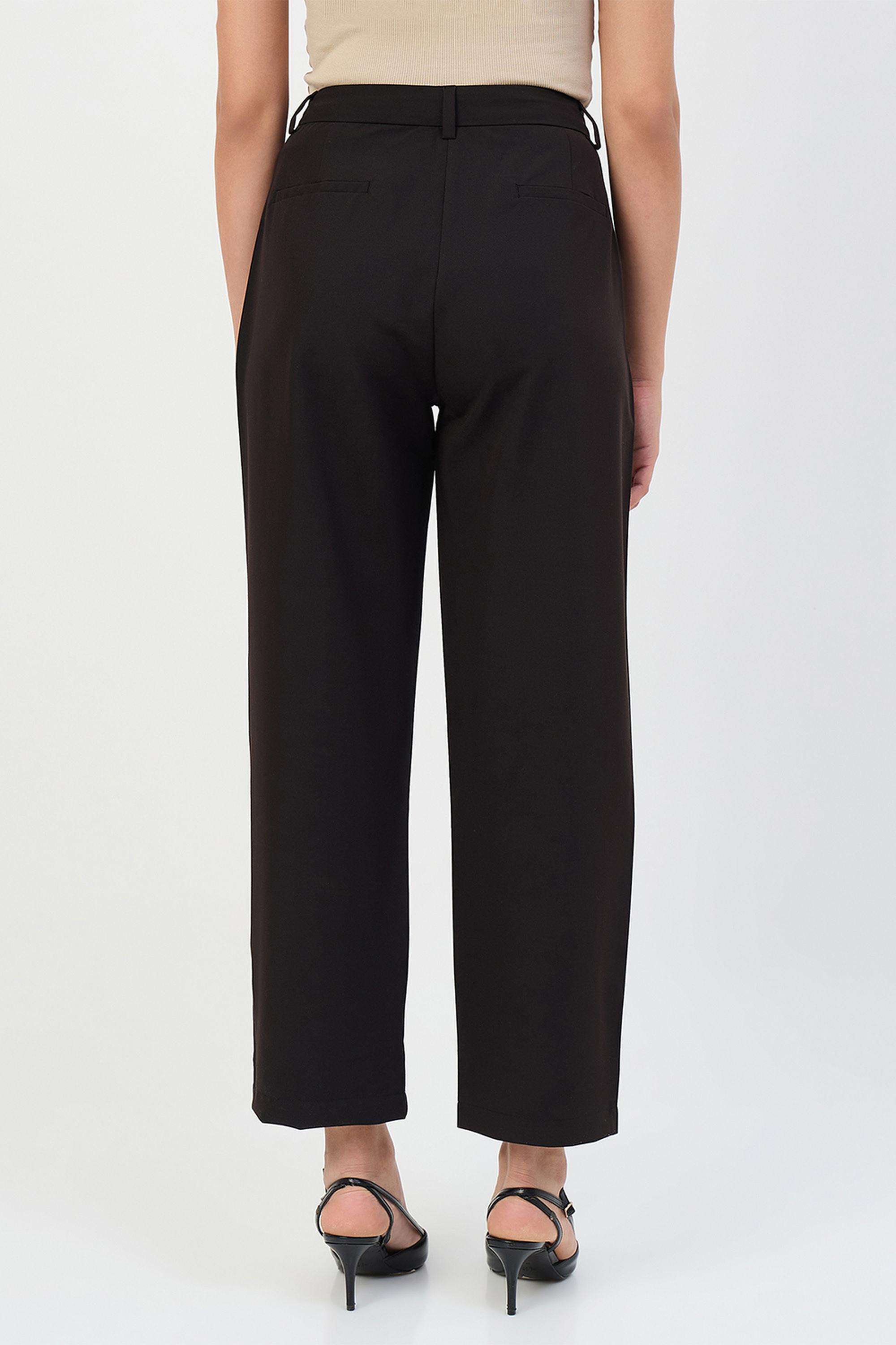 Solid-Straight-Fit-Polyester-Women-s-Casual-Wear-Trousers