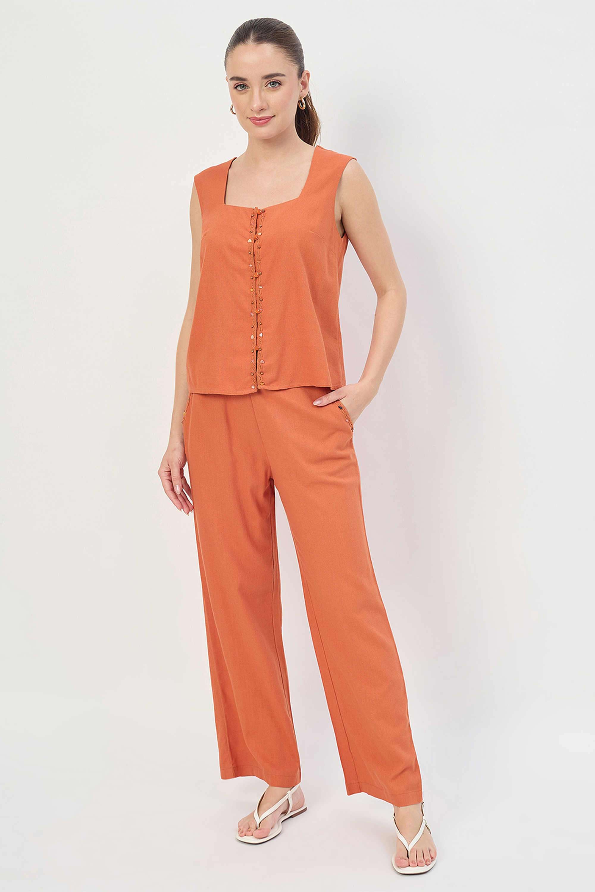 madame Embroidered Rayon Regular Fit Women's Co-Ord Set-picture-25